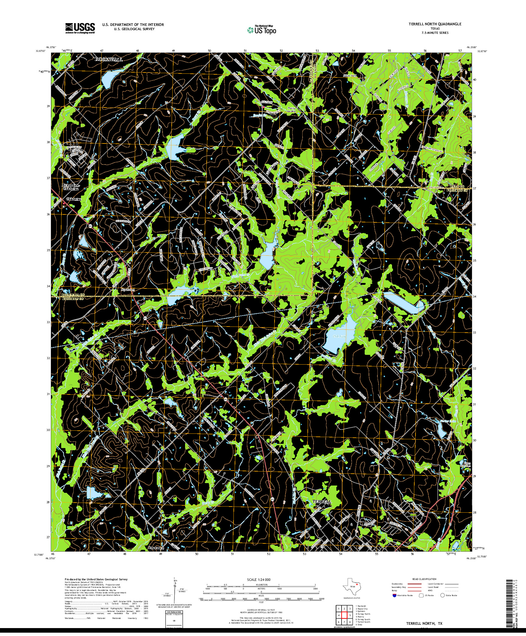 USGS US TOPO 7.5-MINUTE MAP FOR TERRELL NORTH, TX 2019