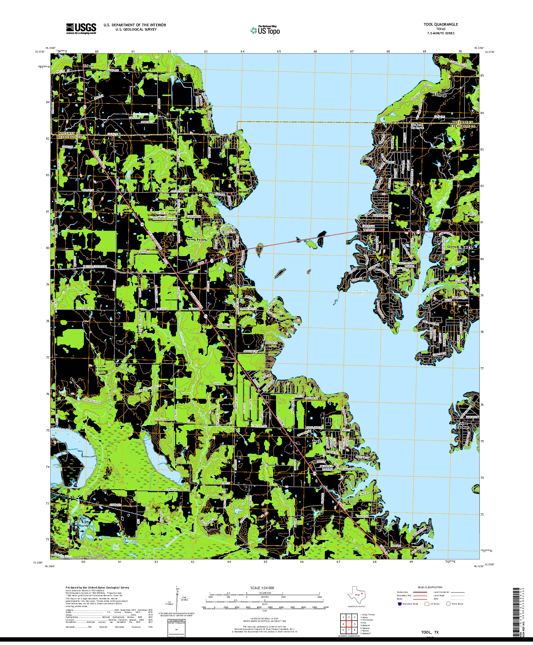 USGS US TOPO 7.5-MINUTE MAP FOR TOOL, TX 2019