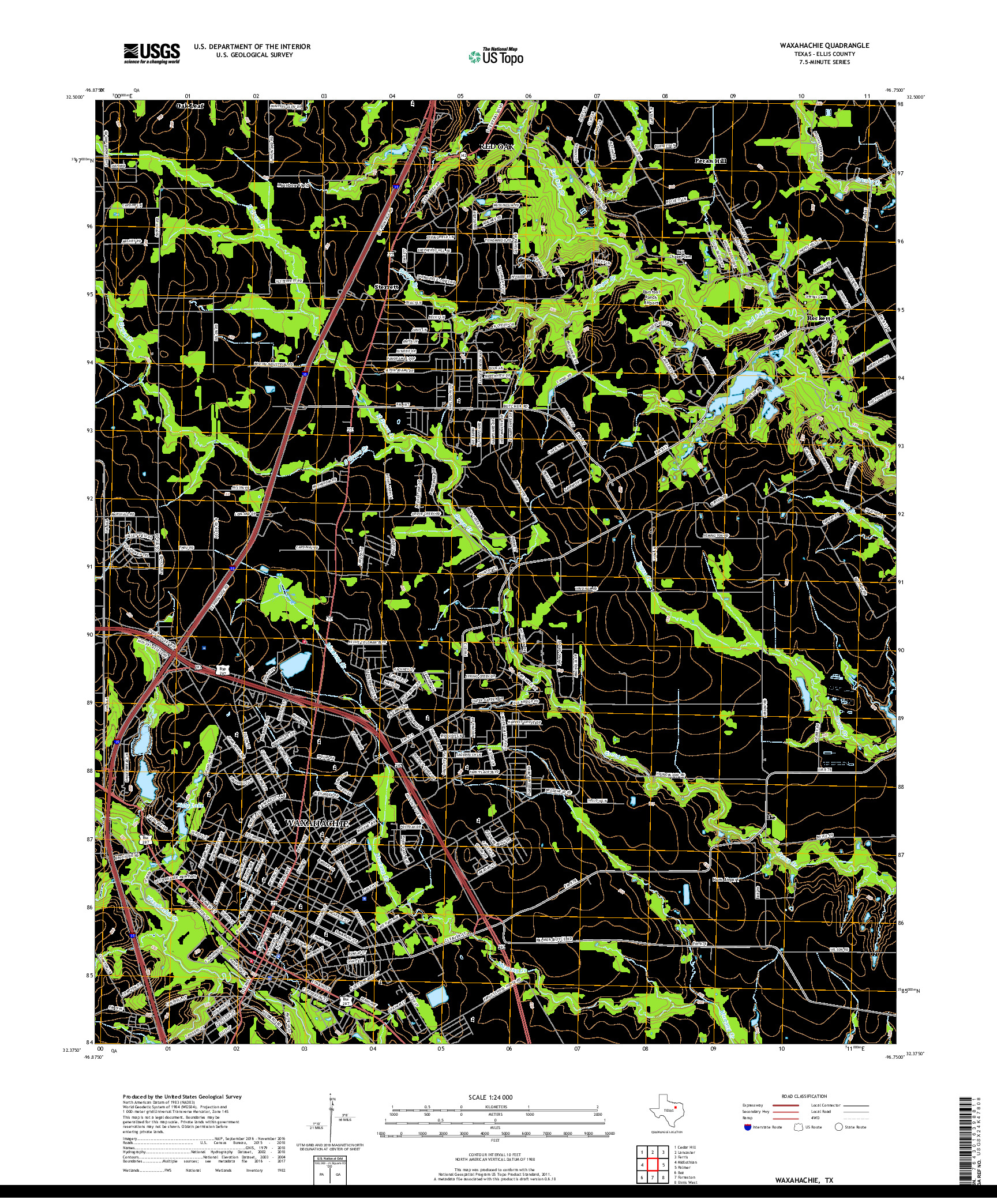 USGS US TOPO 7.5-MINUTE MAP FOR WAXAHACHIE, TX 2019