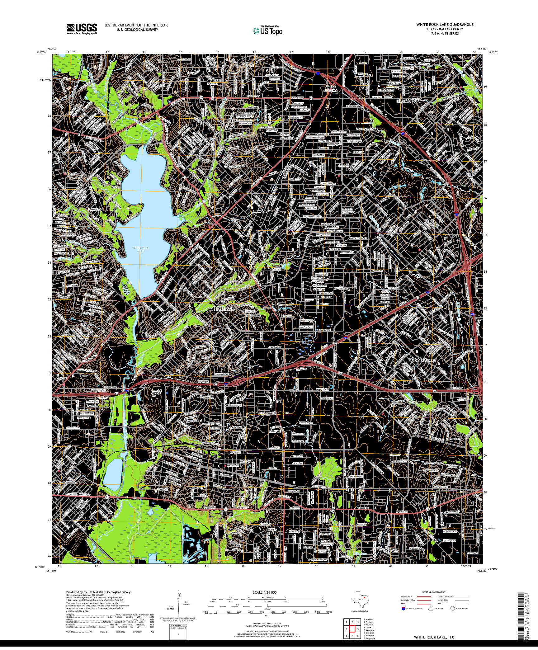 USGS US TOPO 7.5-MINUTE MAP FOR WHITE ROCK LAKE, TX 2019