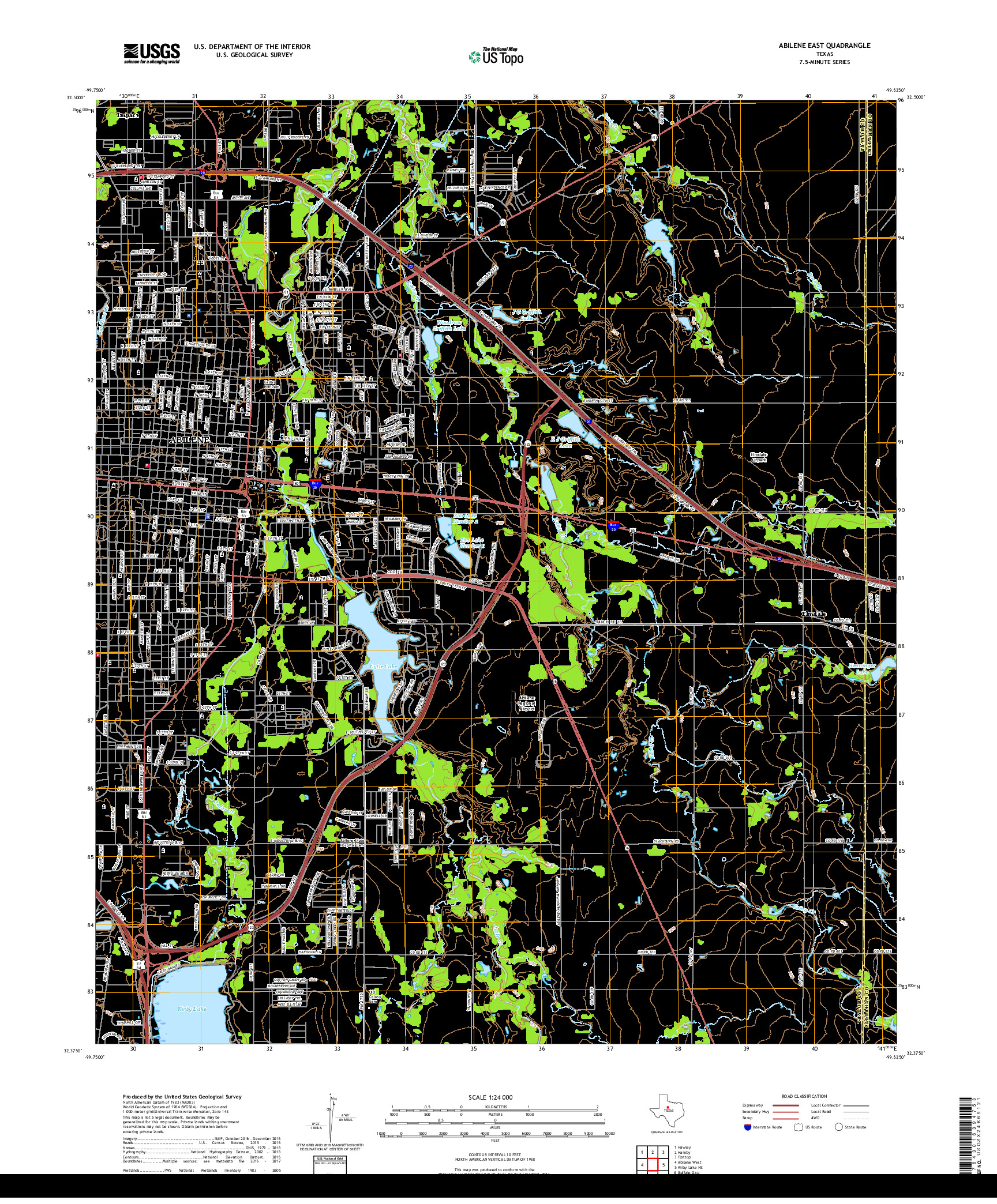 USGS US TOPO 7.5-MINUTE MAP FOR ABILENE EAST, TX 2019