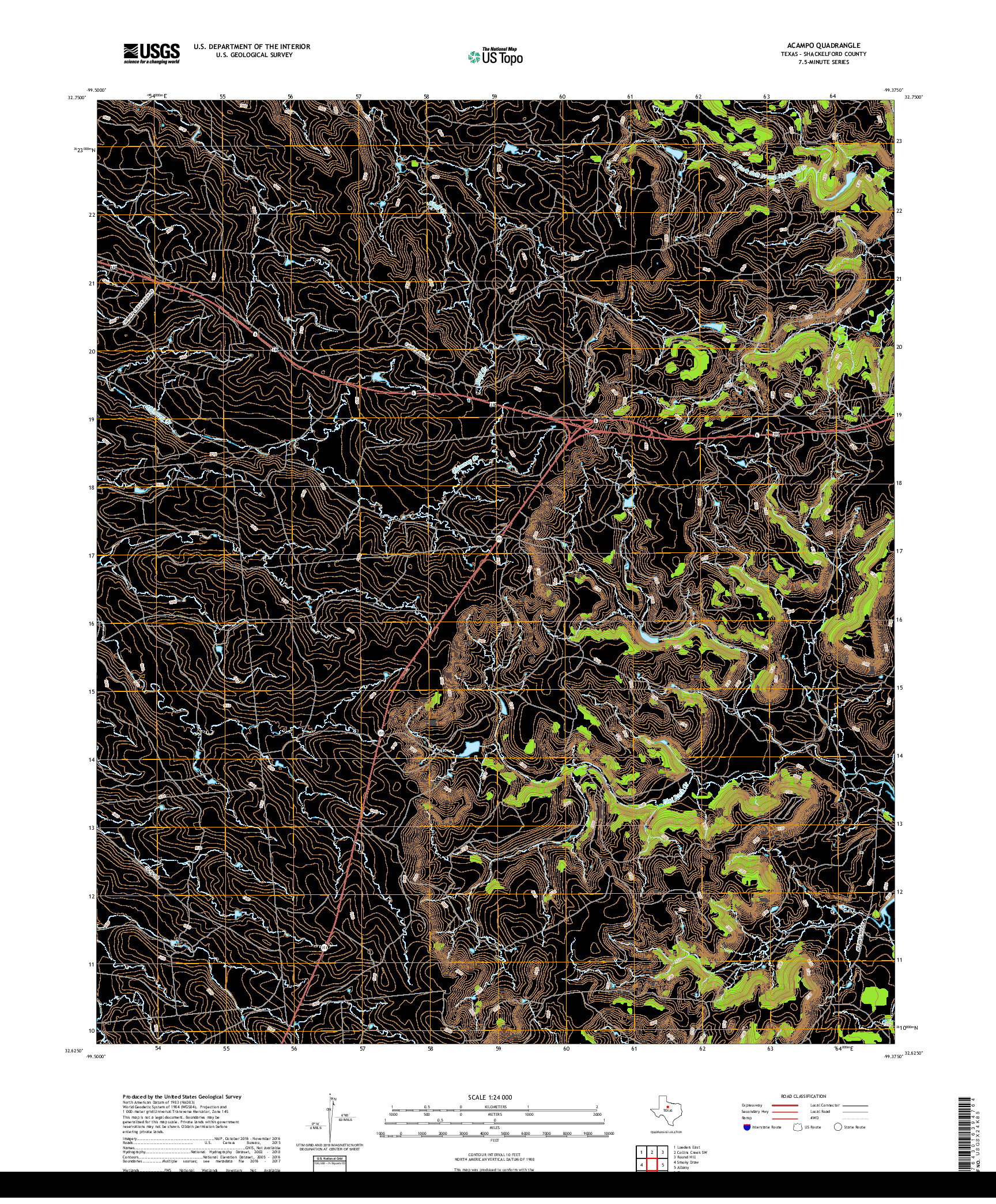 USGS US TOPO 7.5-MINUTE MAP FOR ACAMPO, TX 2019