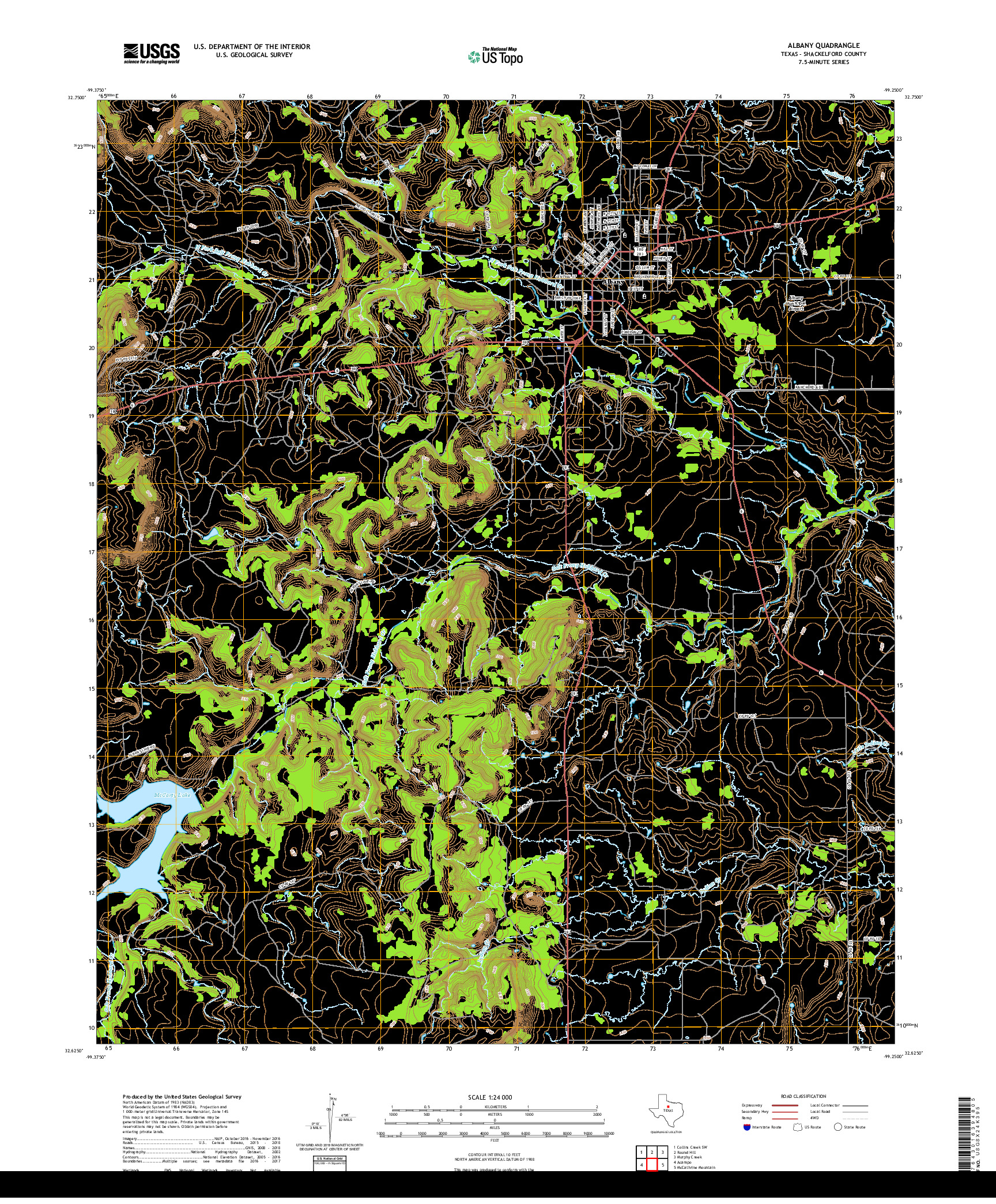 USGS US TOPO 7.5-MINUTE MAP FOR ALBANY, TX 2019