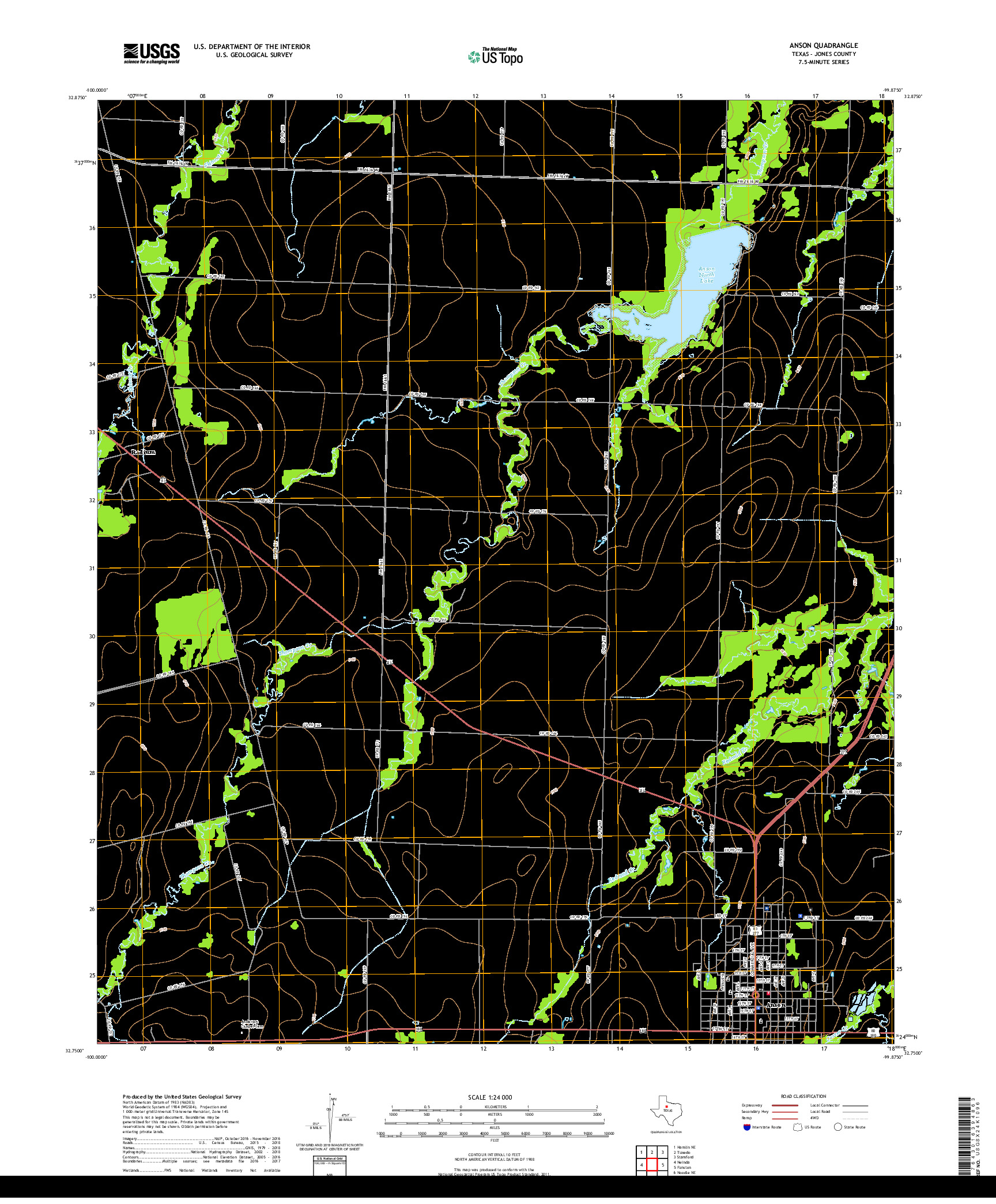 USGS US TOPO 7.5-MINUTE MAP FOR ANSON, TX 2019