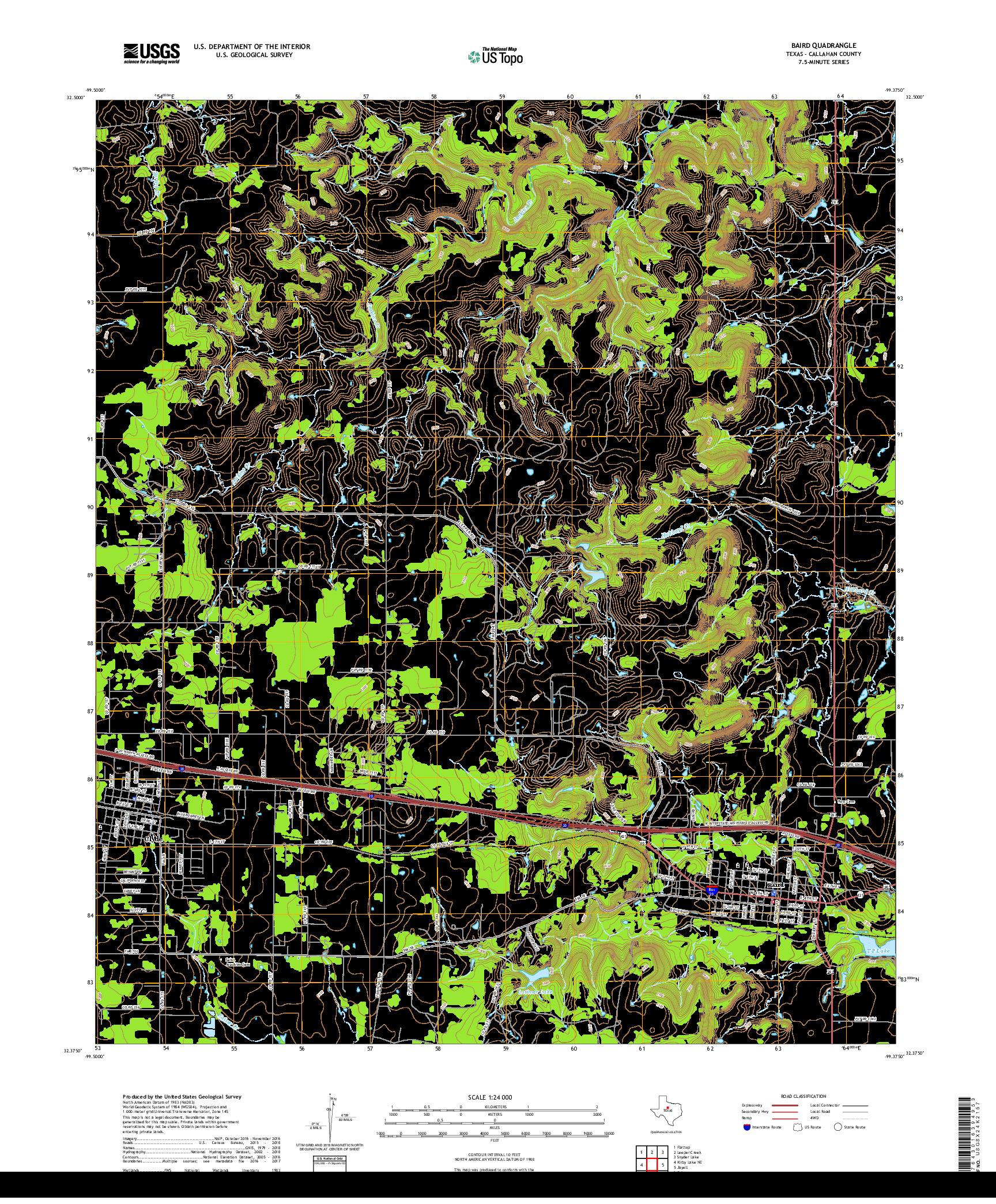 USGS US TOPO 7.5-MINUTE MAP FOR BAIRD, TX 2019