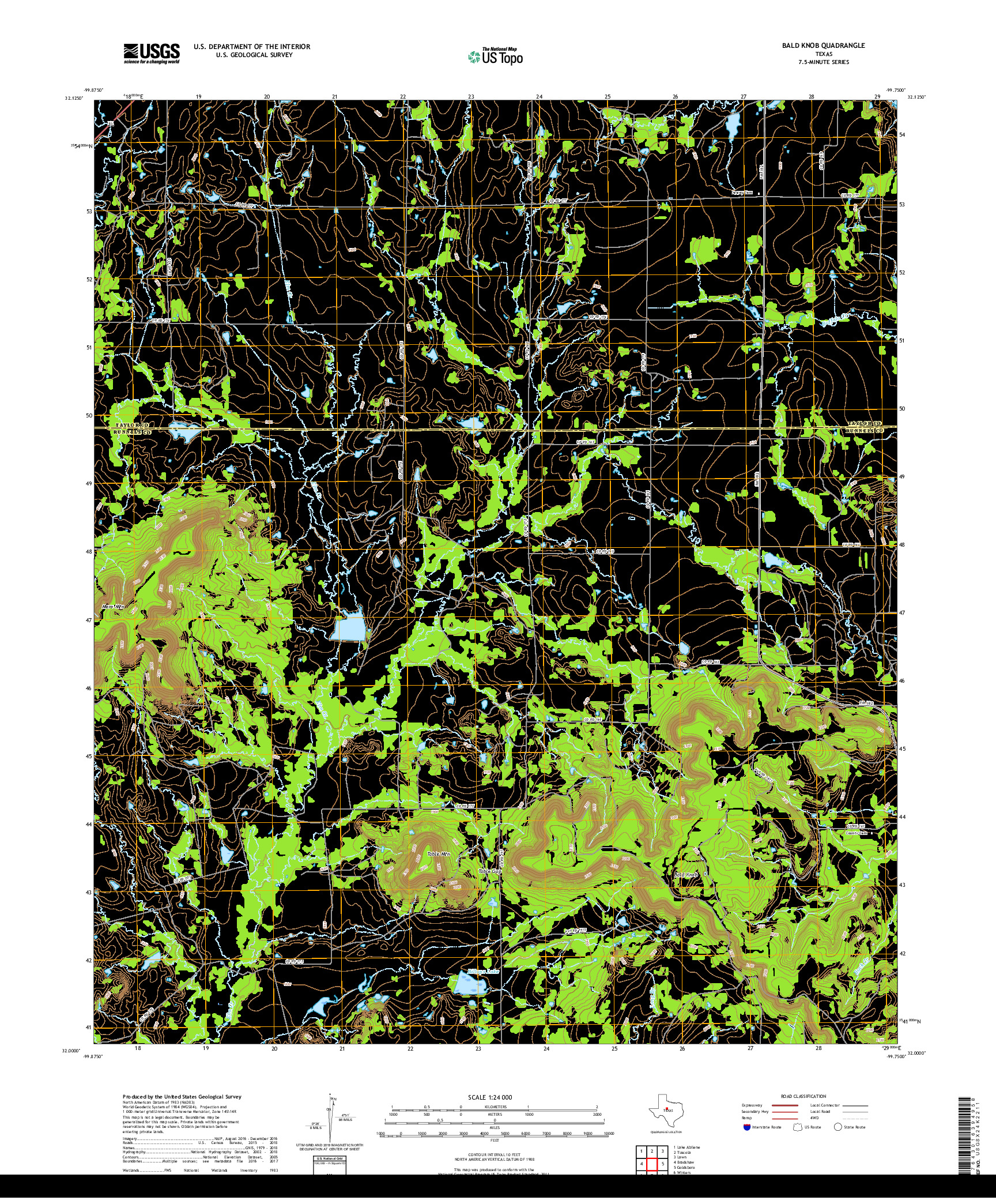 USGS US TOPO 7.5-MINUTE MAP FOR BALD KNOB, TX 2019