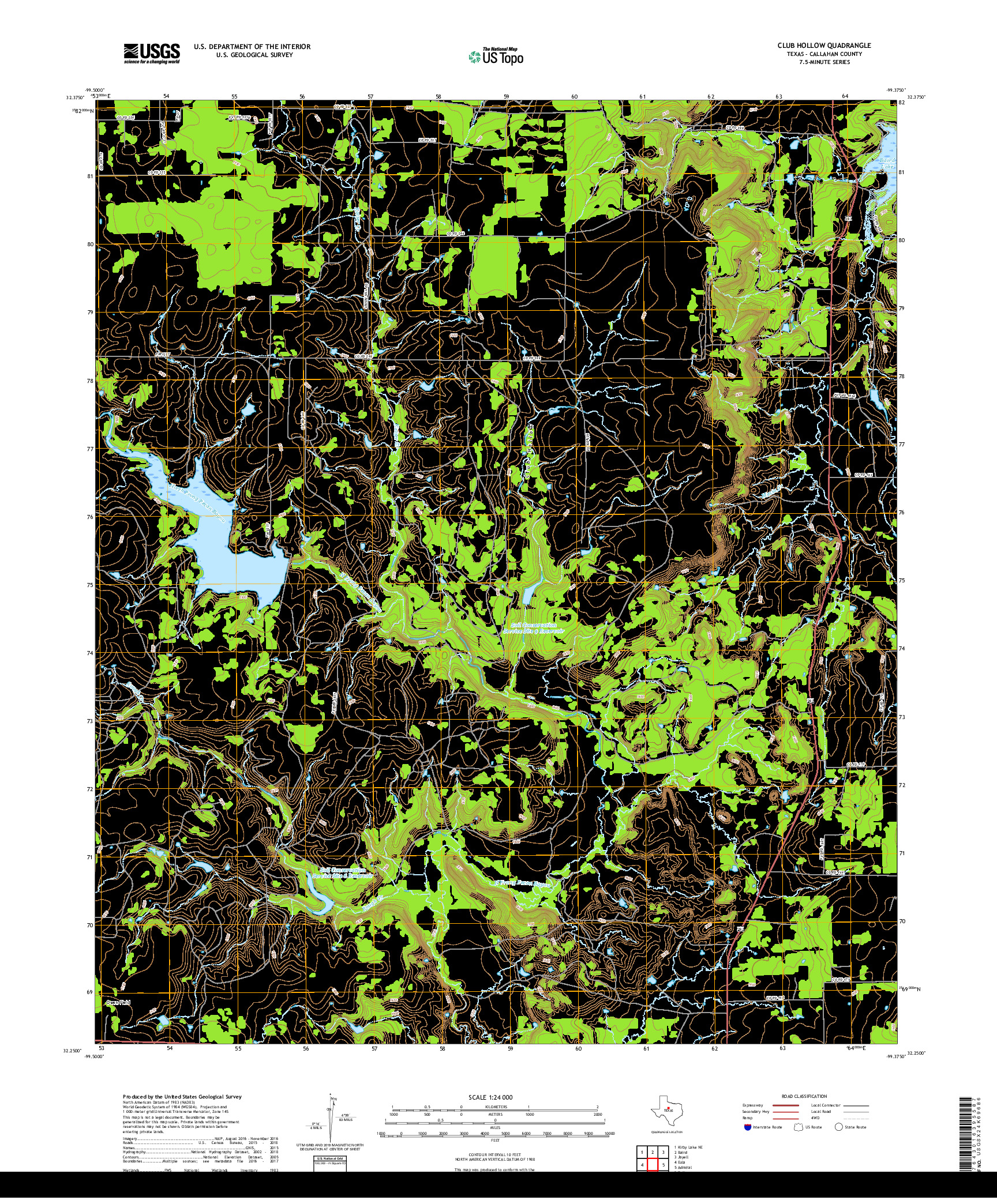 USGS US TOPO 7.5-MINUTE MAP FOR CLUB HOLLOW, TX 2019