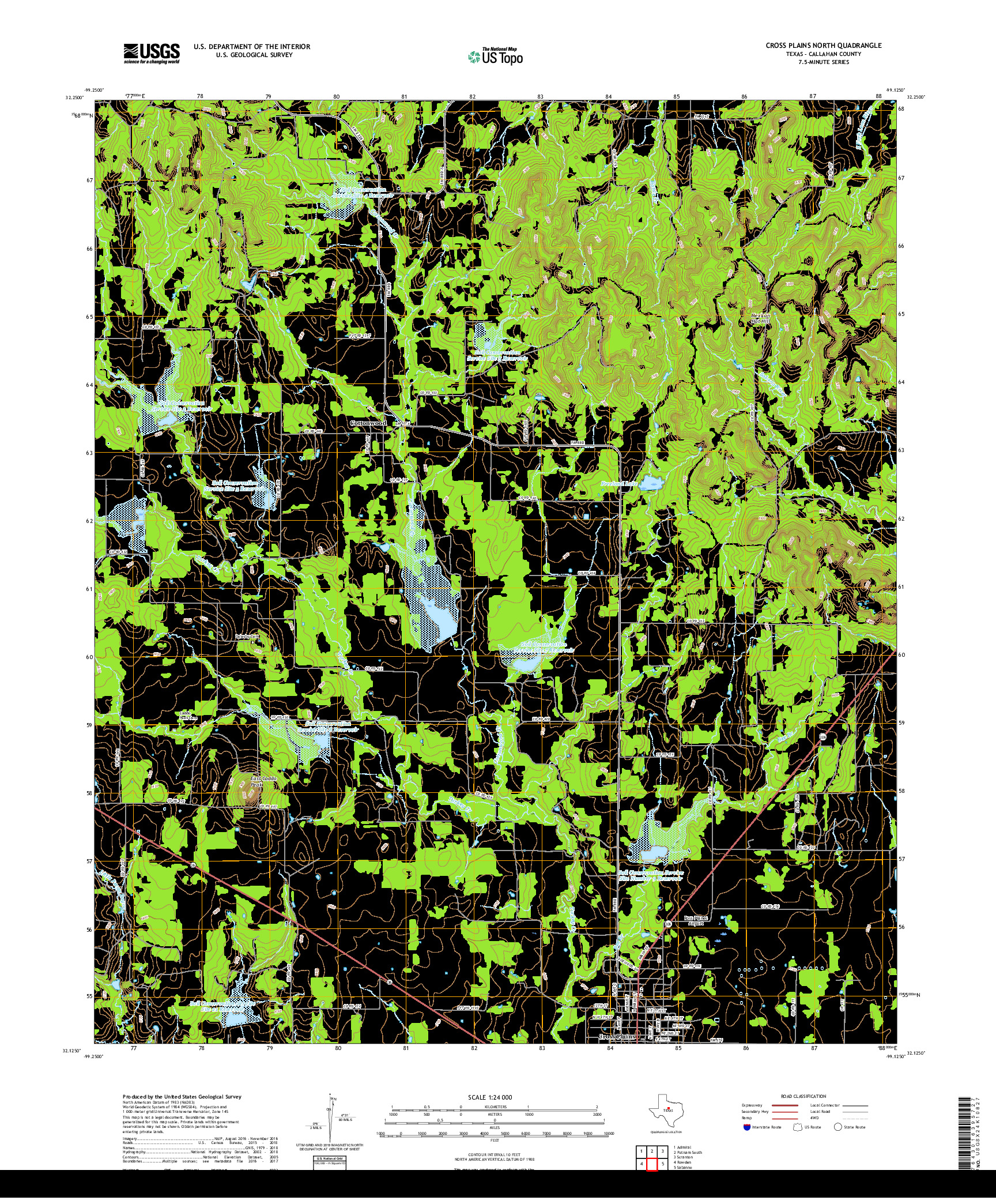 USGS US TOPO 7.5-MINUTE MAP FOR CROSS PLAINS NORTH, TX 2019