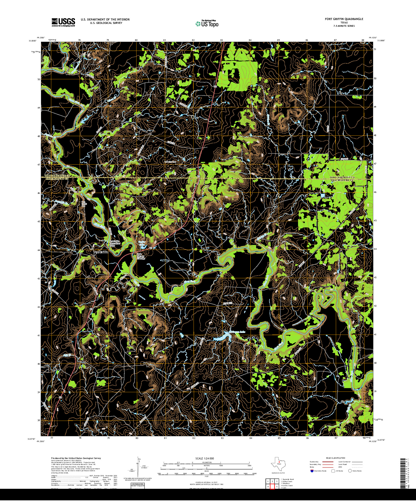 USGS US TOPO 7.5-MINUTE MAP FOR FORT GRIFFIN, TX 2019