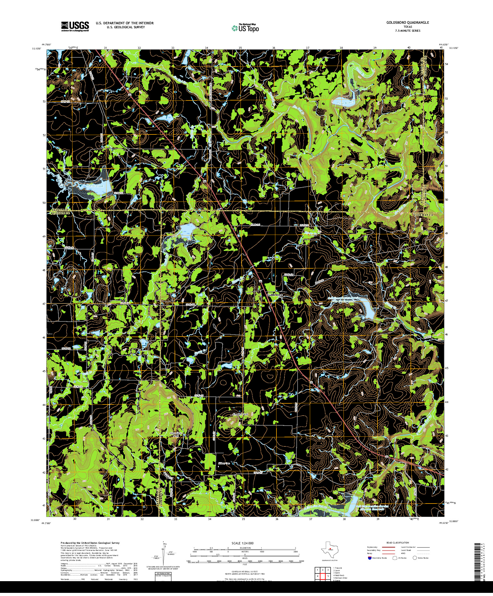 USGS US TOPO 7.5-MINUTE MAP FOR GOLDSBORO, TX 2019