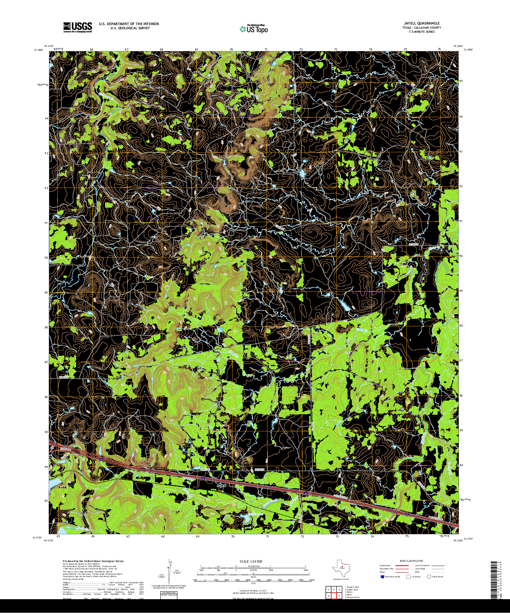 USGS US TOPO 7.5-MINUTE MAP FOR JAYELL, TX 2019