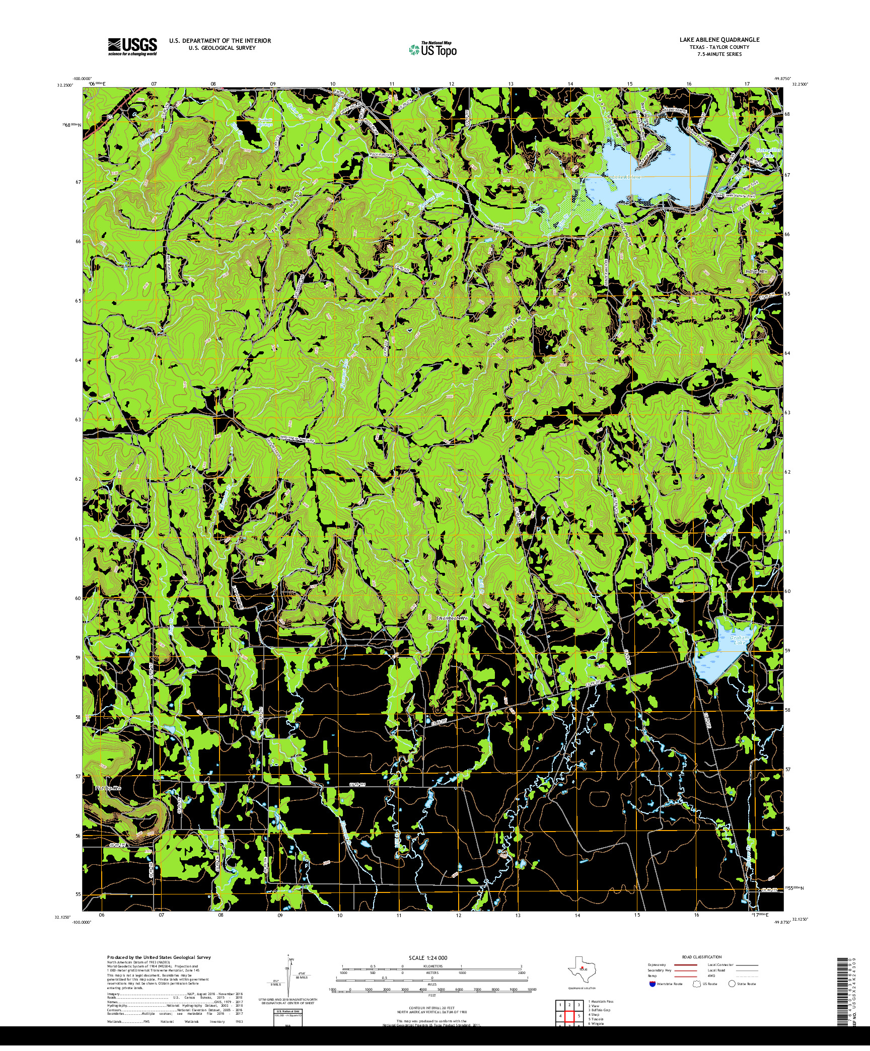 USGS US TOPO 7.5-MINUTE MAP FOR LAKE ABILENE, TX 2019