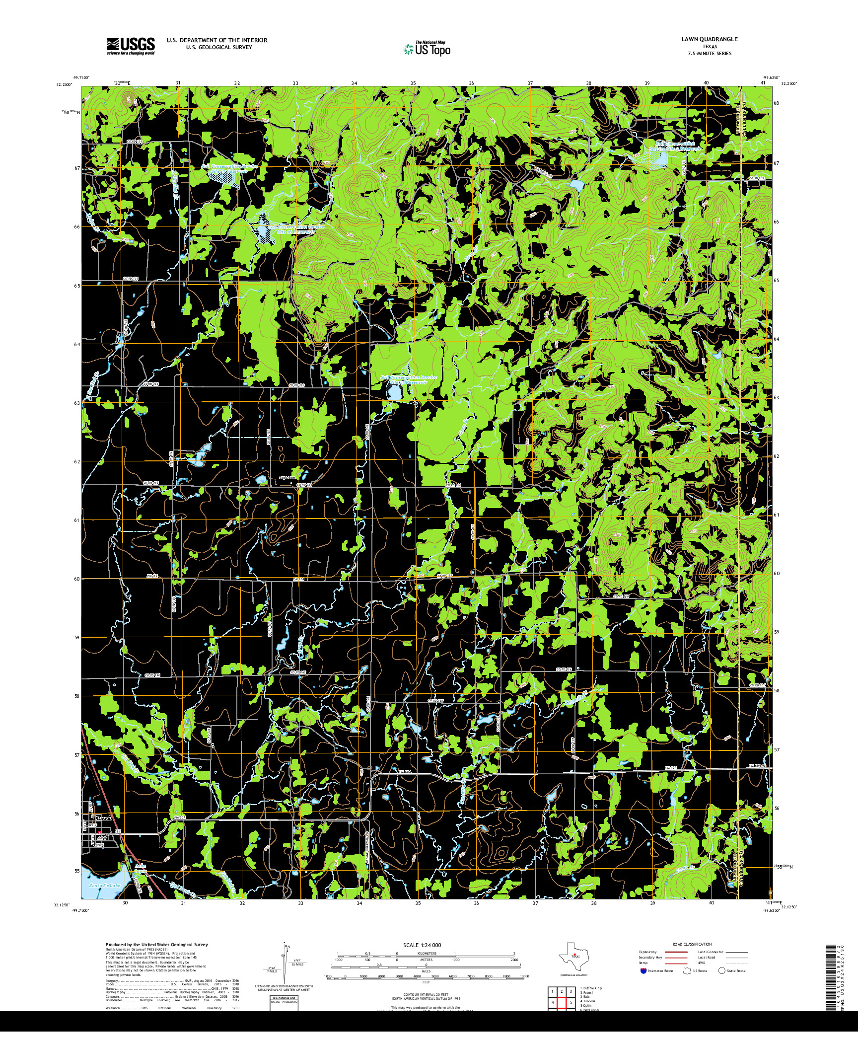 USGS US TOPO 7.5-MINUTE MAP FOR LAWN, TX 2019