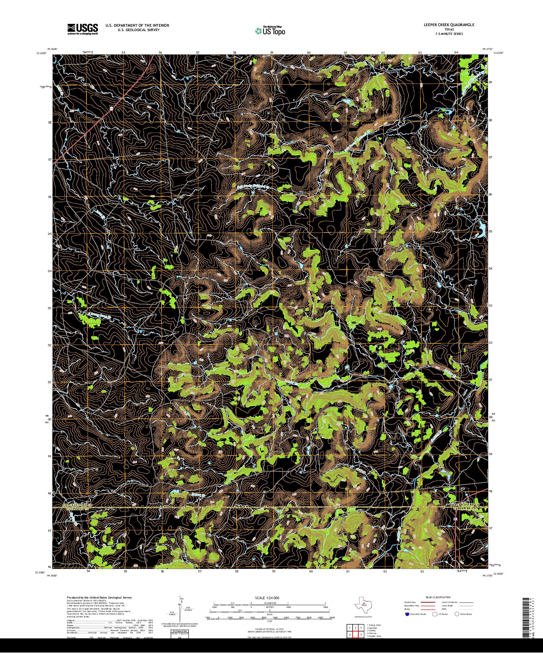 USGS US TOPO 7.5-MINUTE MAP FOR LEEPER CREEK, TX 2019