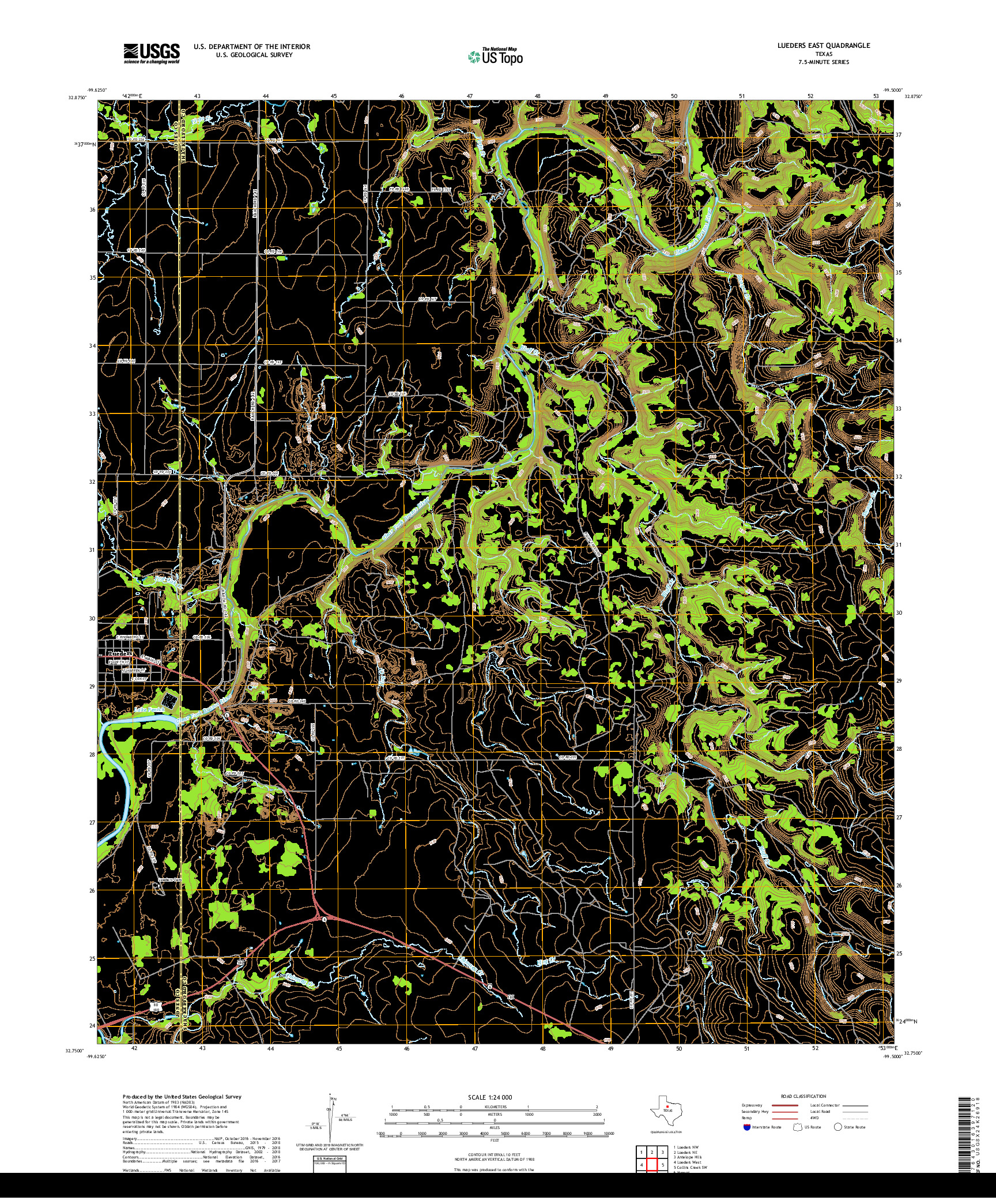 USGS US TOPO 7.5-MINUTE MAP FOR LUEDERS EAST, TX 2019