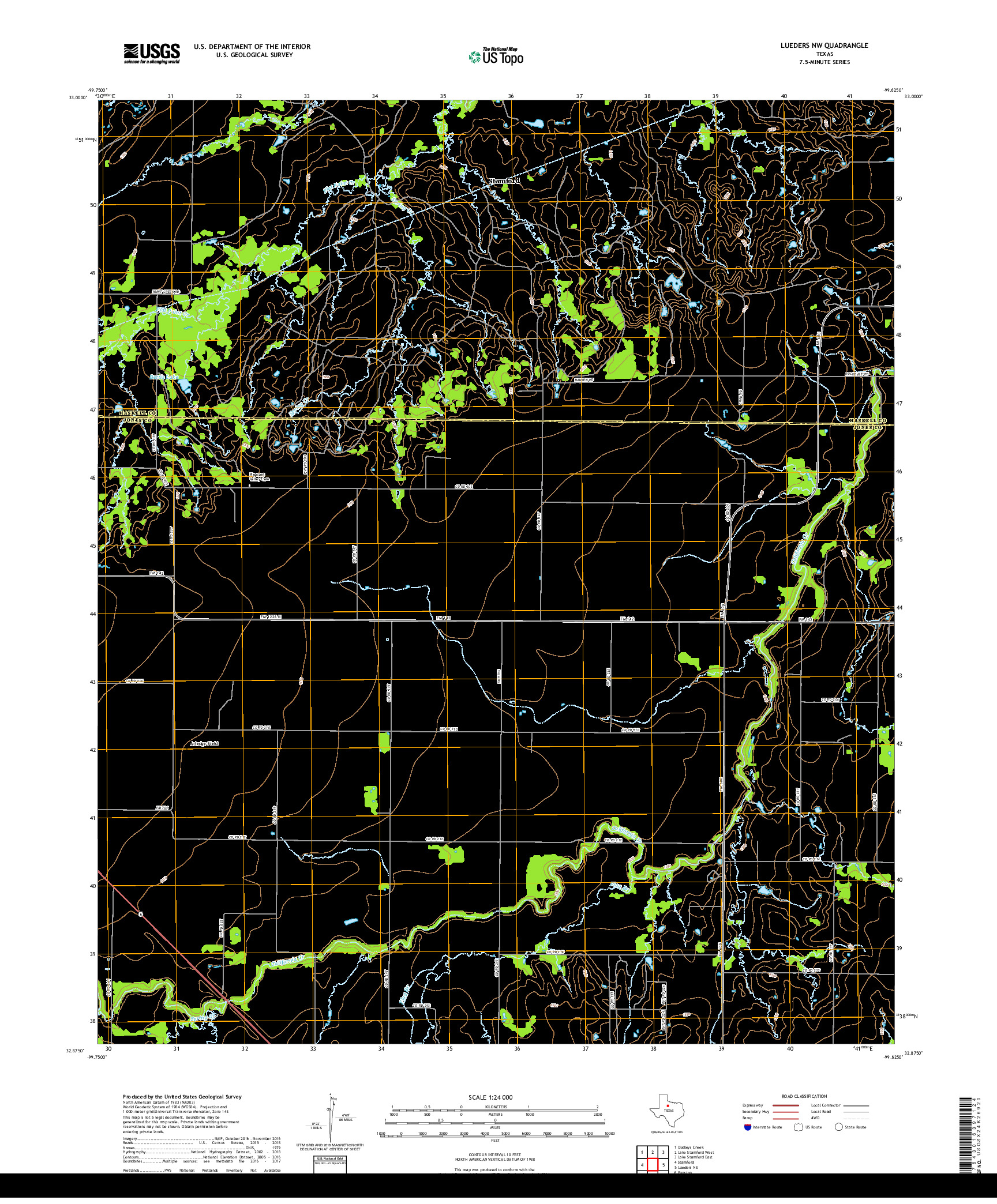 USGS US TOPO 7.5-MINUTE MAP FOR LUEDERS NW, TX 2019