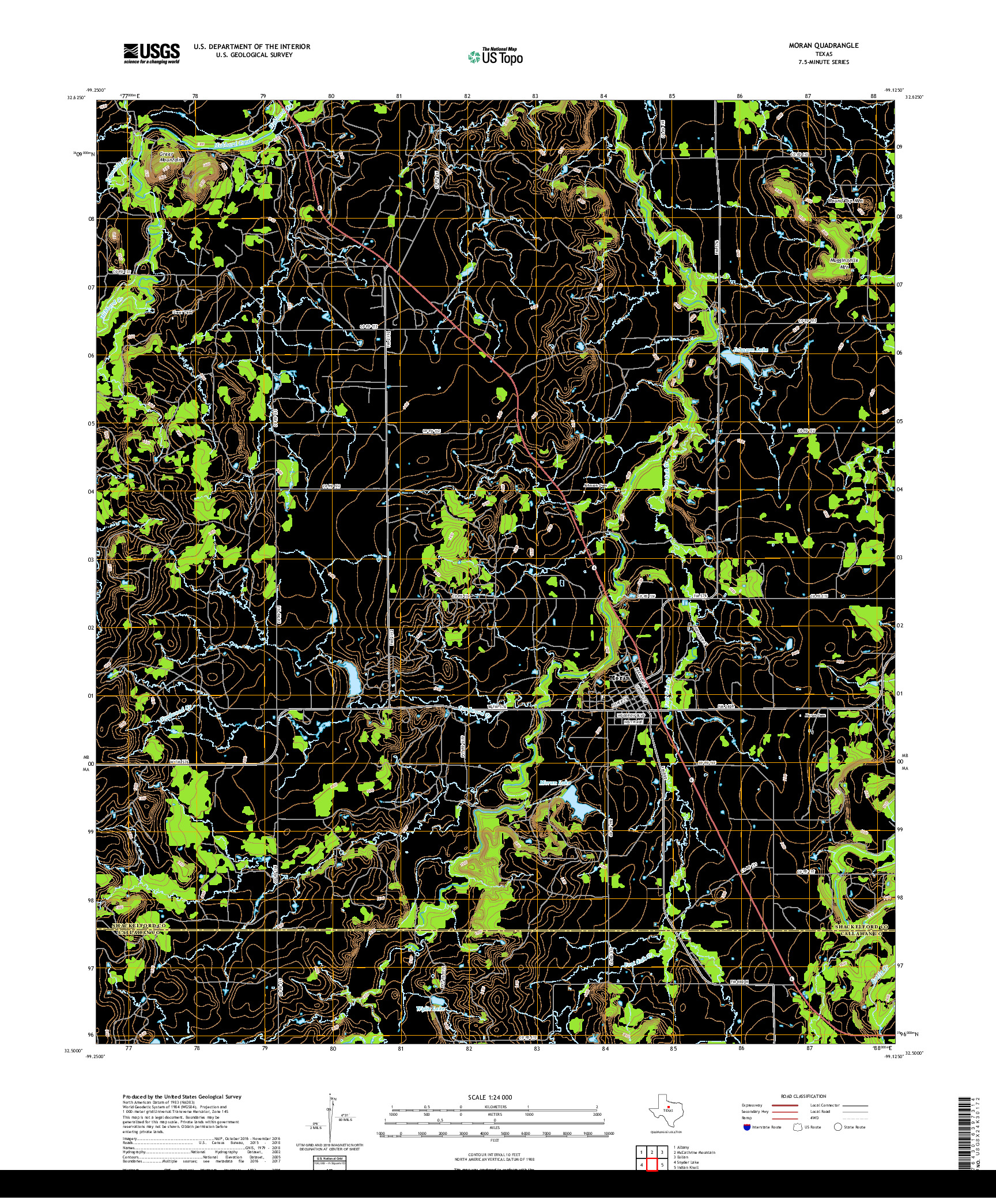 USGS US TOPO 7.5-MINUTE MAP FOR MORAN, TX 2019