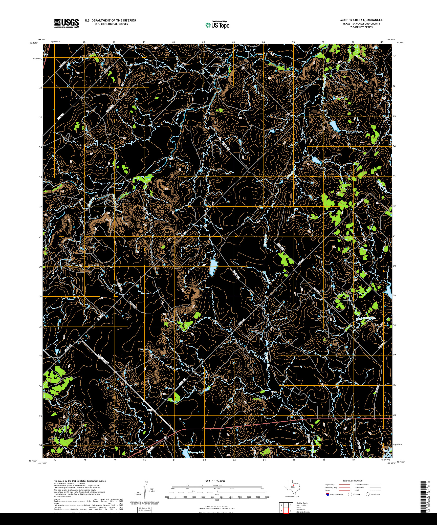 USGS US TOPO 7.5-MINUTE MAP FOR MURPHY CREEK, TX 2019