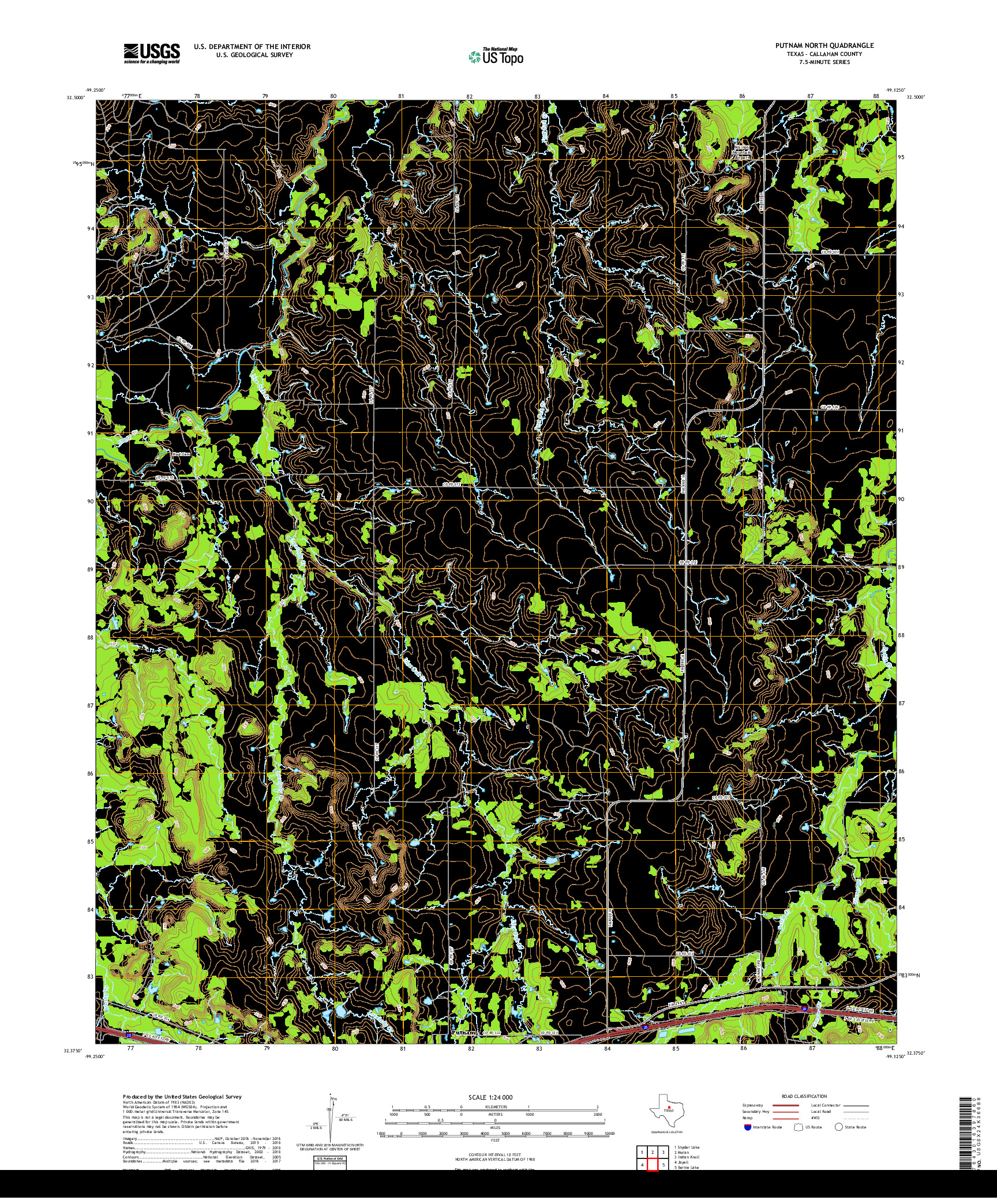 USGS US TOPO 7.5-MINUTE MAP FOR PUTNAM NORTH, TX 2019