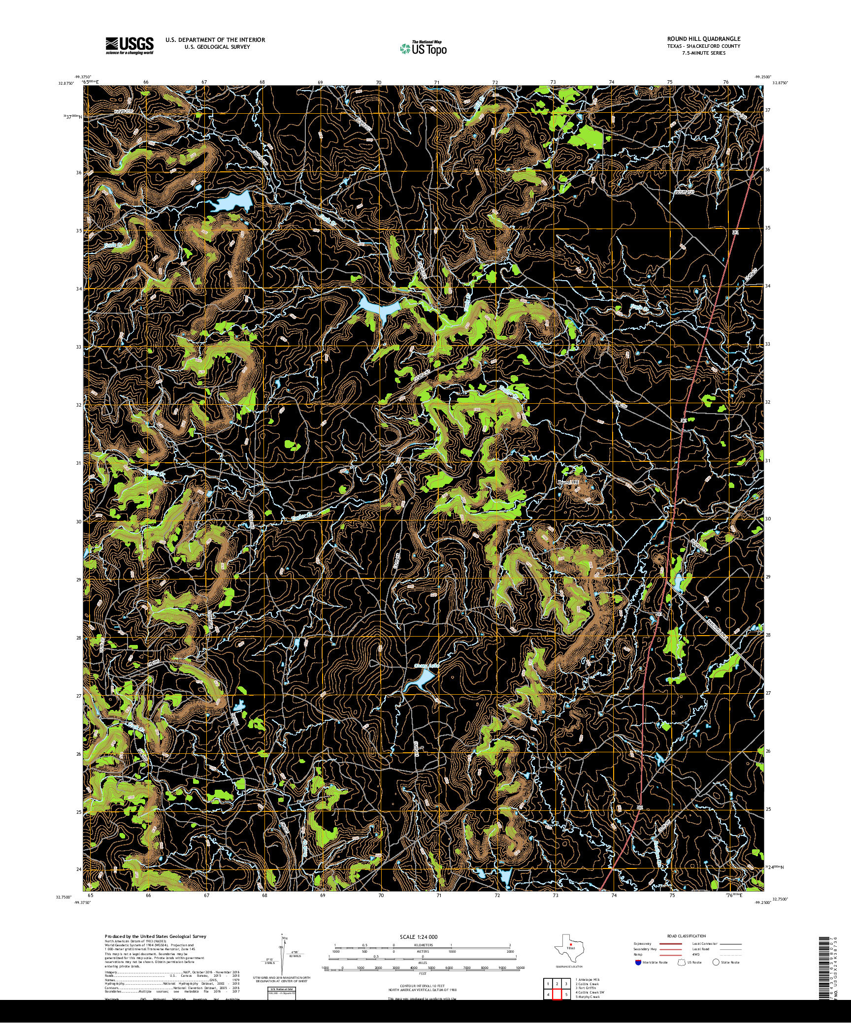 USGS US TOPO 7.5-MINUTE MAP FOR ROUND HILL, TX 2019