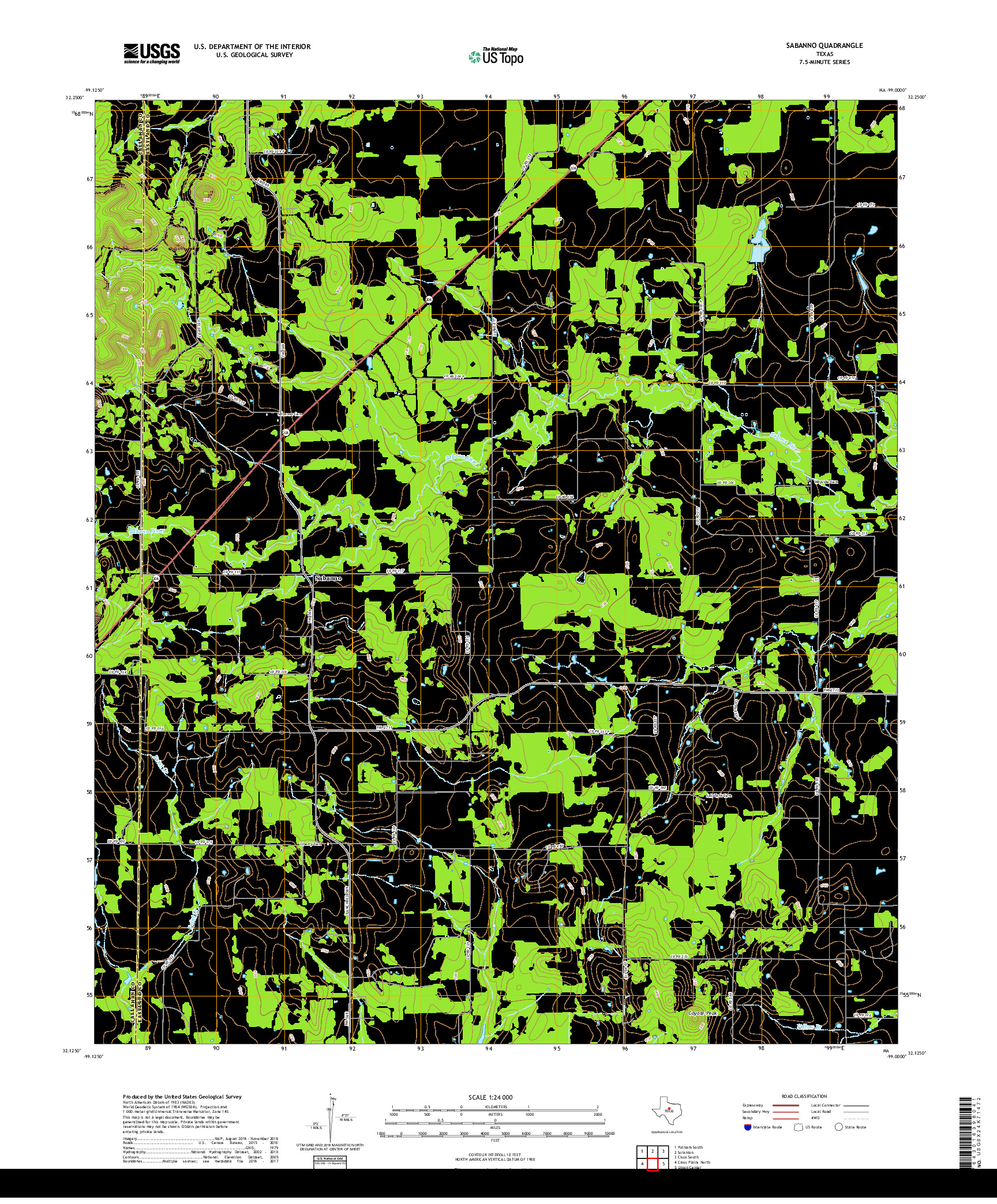 USGS US TOPO 7.5-MINUTE MAP FOR SABANNO, TX 2019