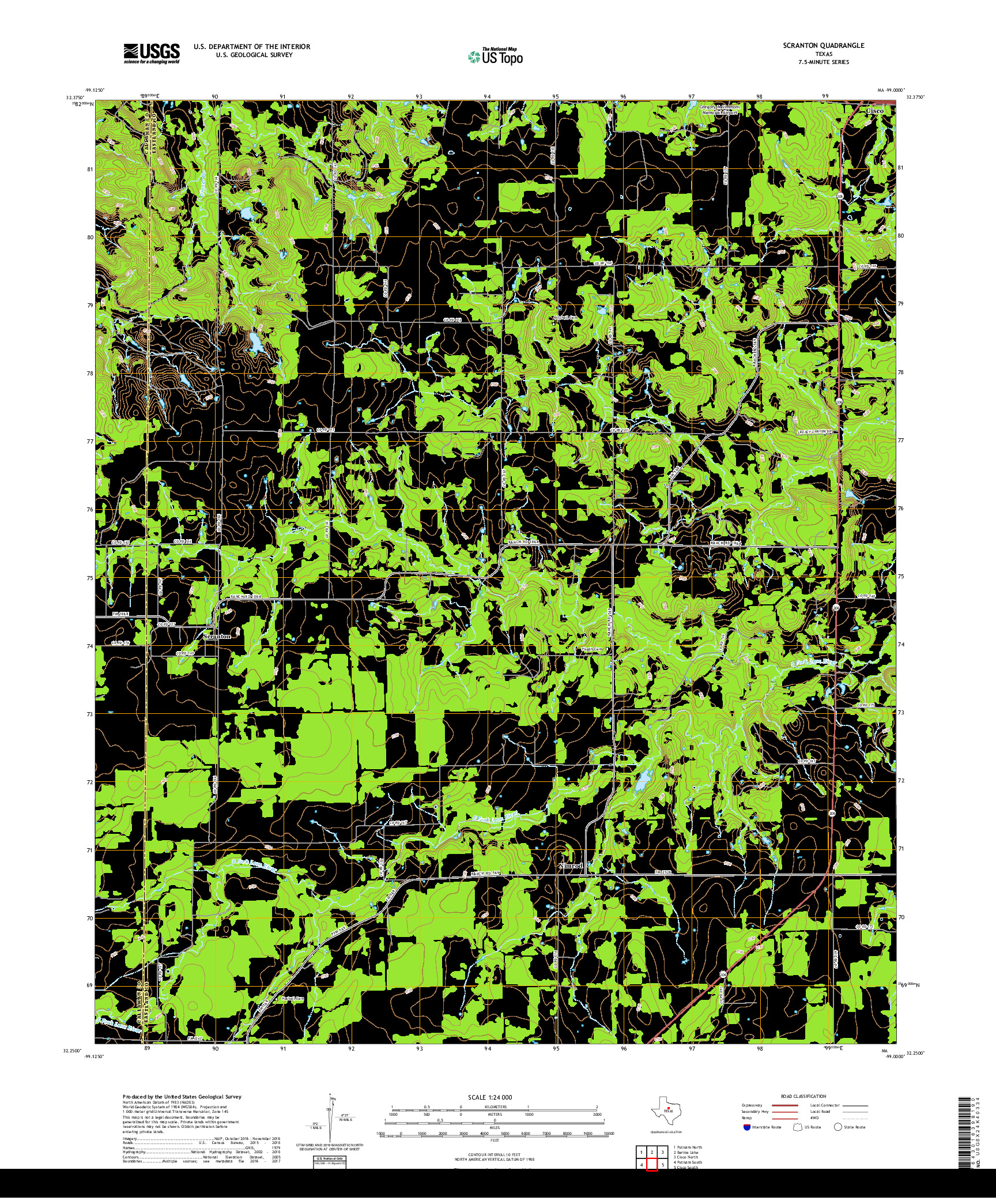 USGS US TOPO 7.5-MINUTE MAP FOR SCRANTON, TX 2019