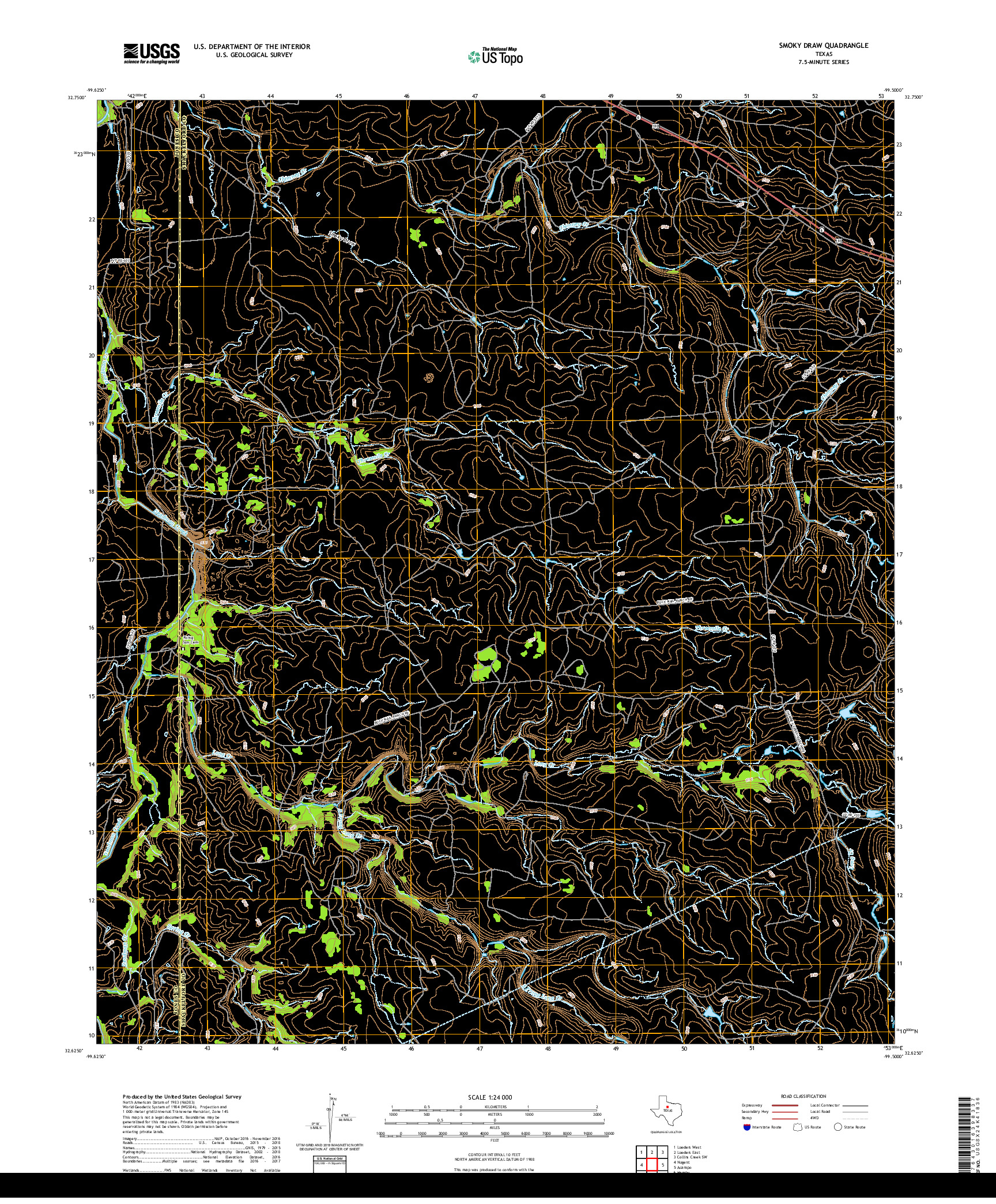 USGS US TOPO 7.5-MINUTE MAP FOR SMOKY DRAW, TX 2019