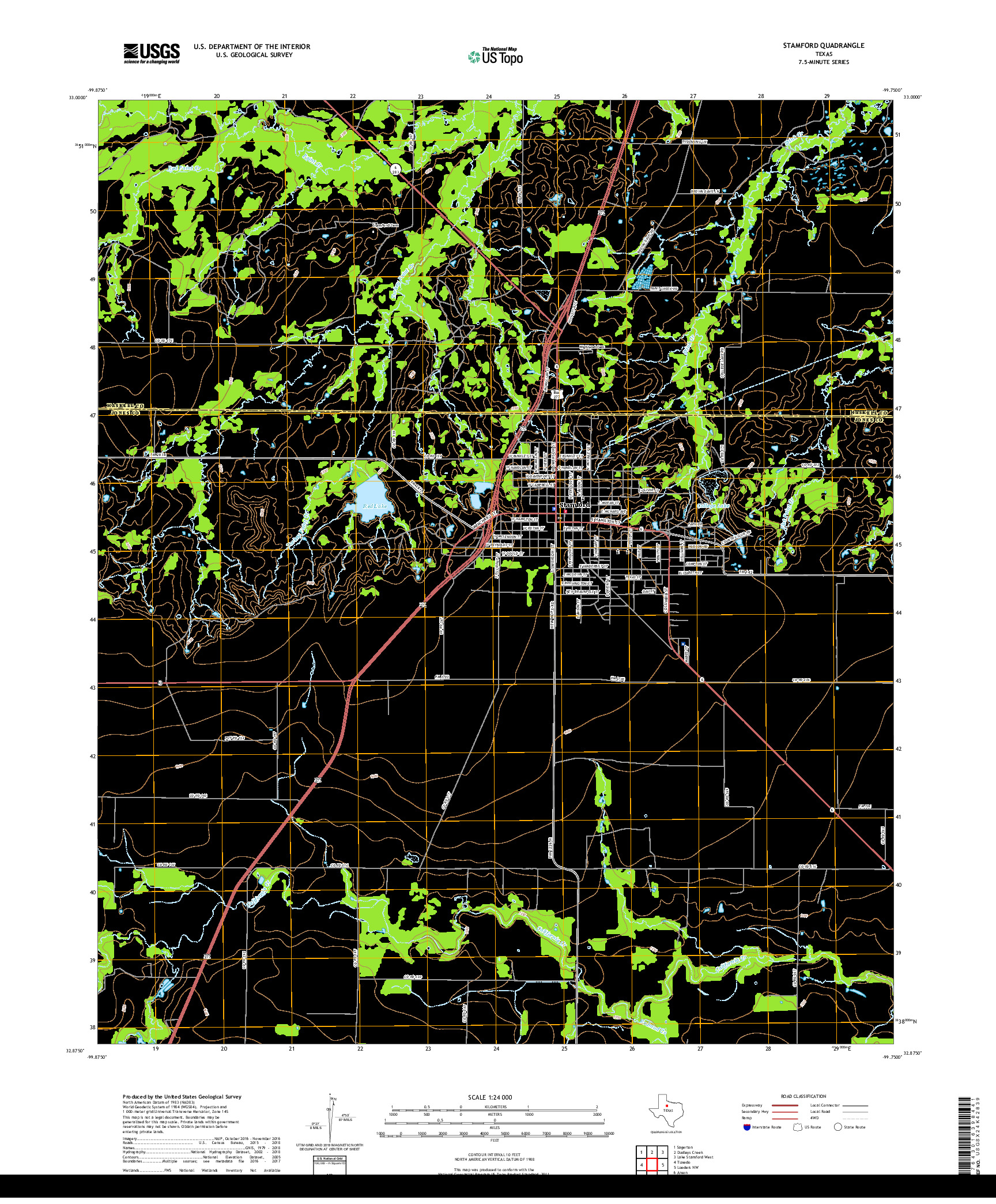 USGS US TOPO 7.5-MINUTE MAP FOR STAMFORD, TX 2019
