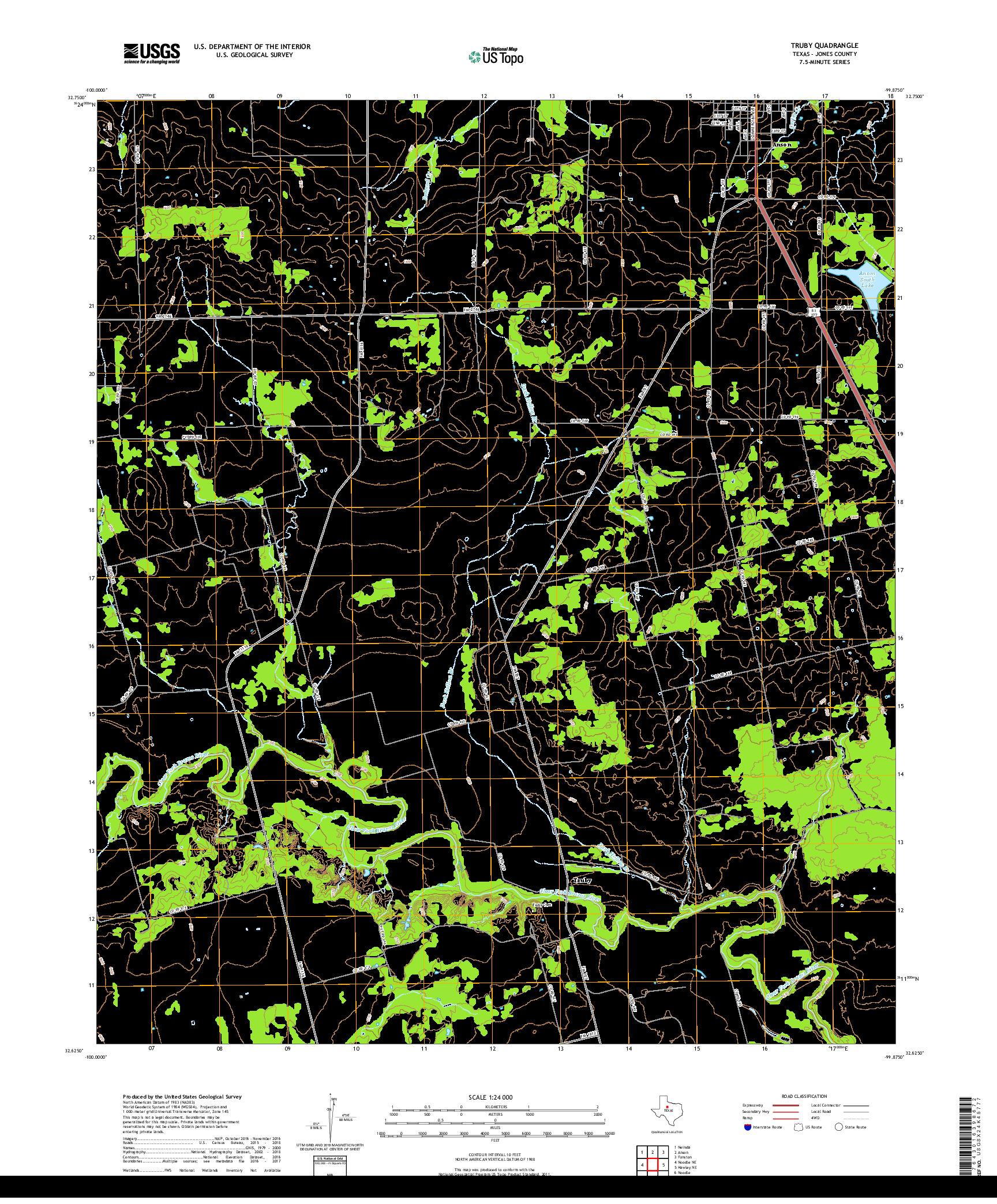 USGS US TOPO 7.5-MINUTE MAP FOR TRUBY, TX 2019