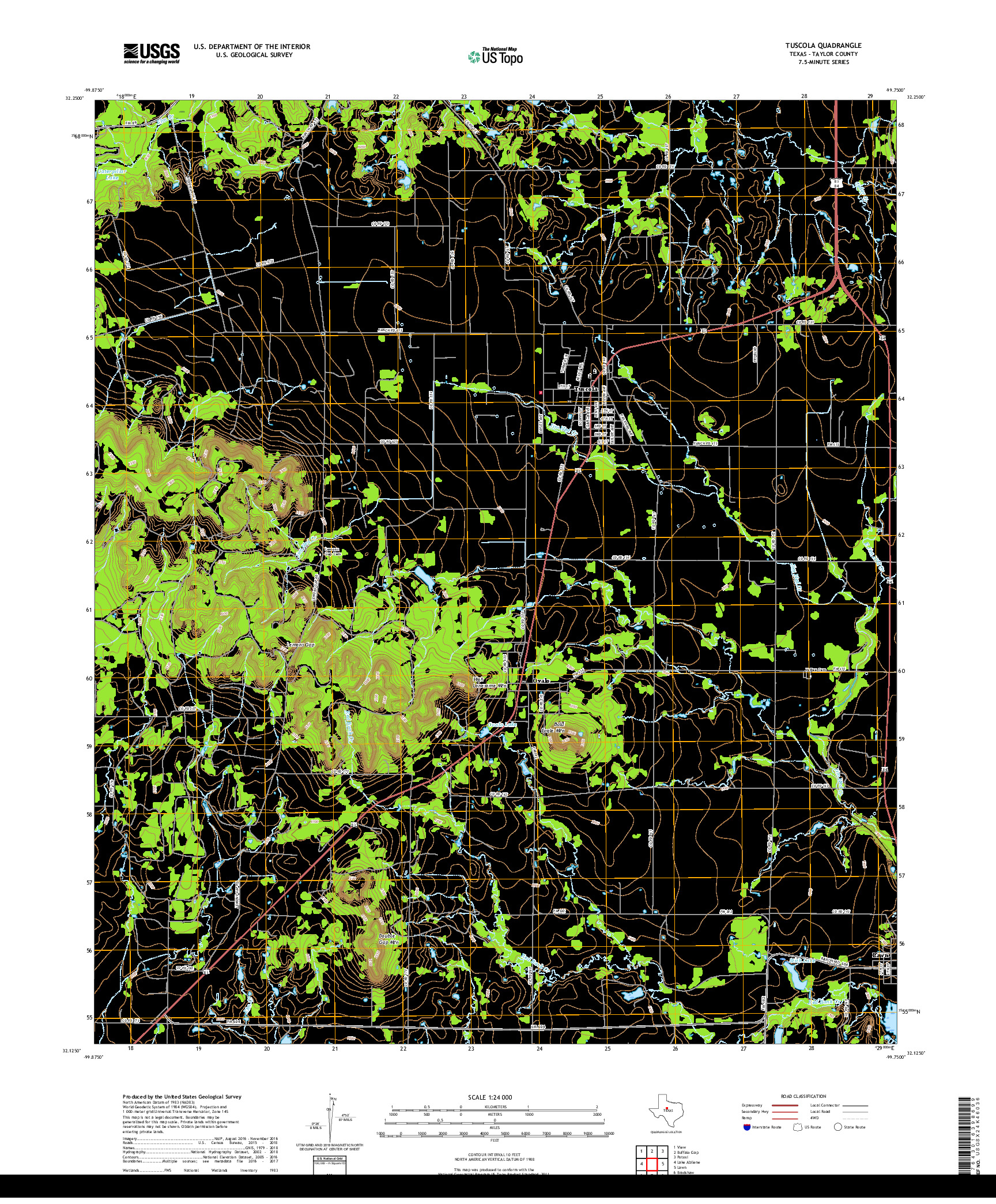 USGS US TOPO 7.5-MINUTE MAP FOR TUSCOLA, TX 2019