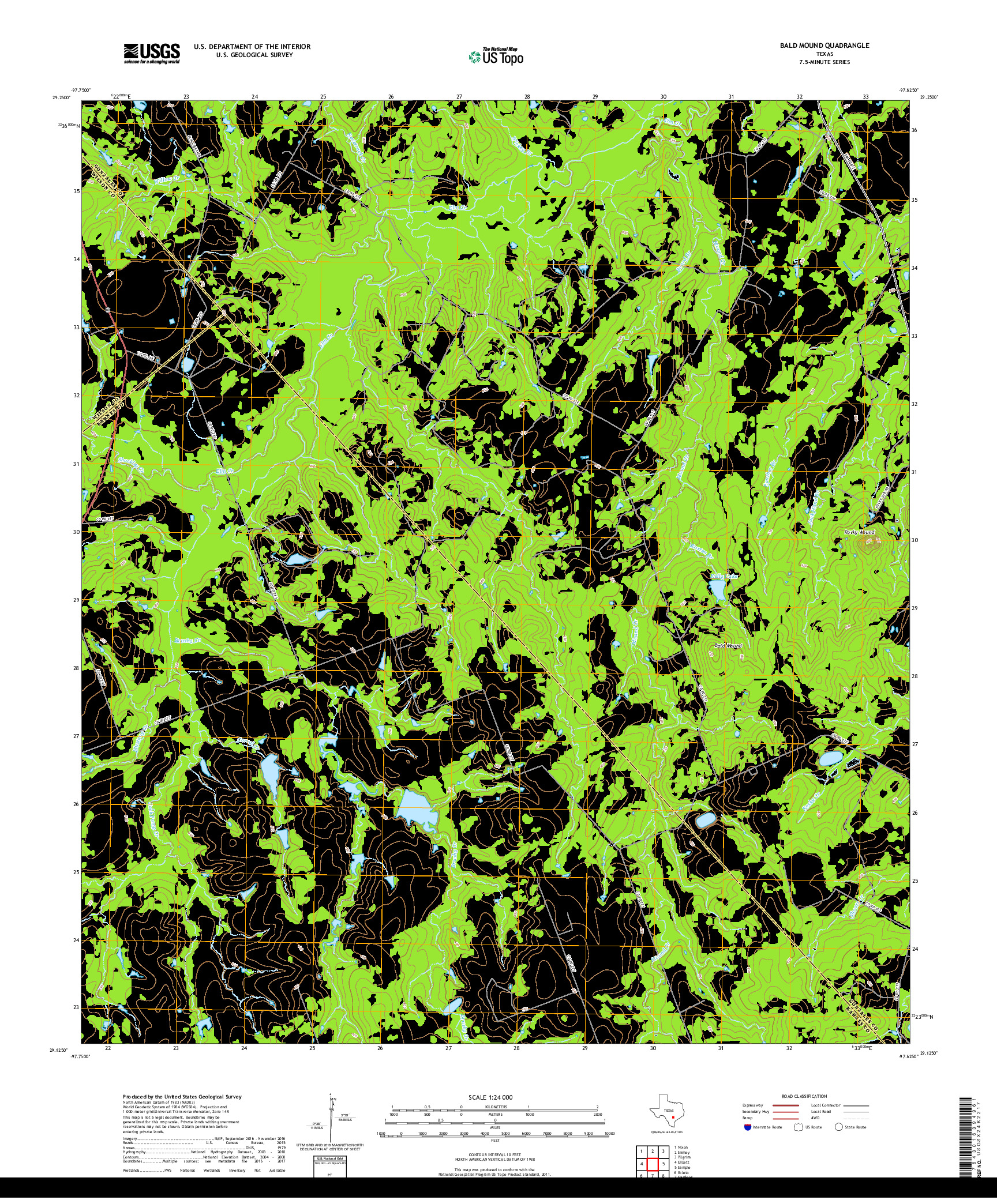 USGS US TOPO 7.5-MINUTE MAP FOR BALD MOUND, TX 2019