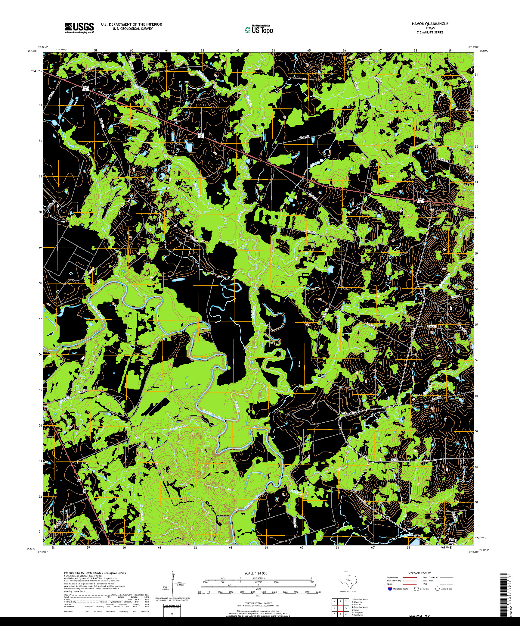 USGS US TOPO 7.5-MINUTE MAP FOR HAMON, TX 2019