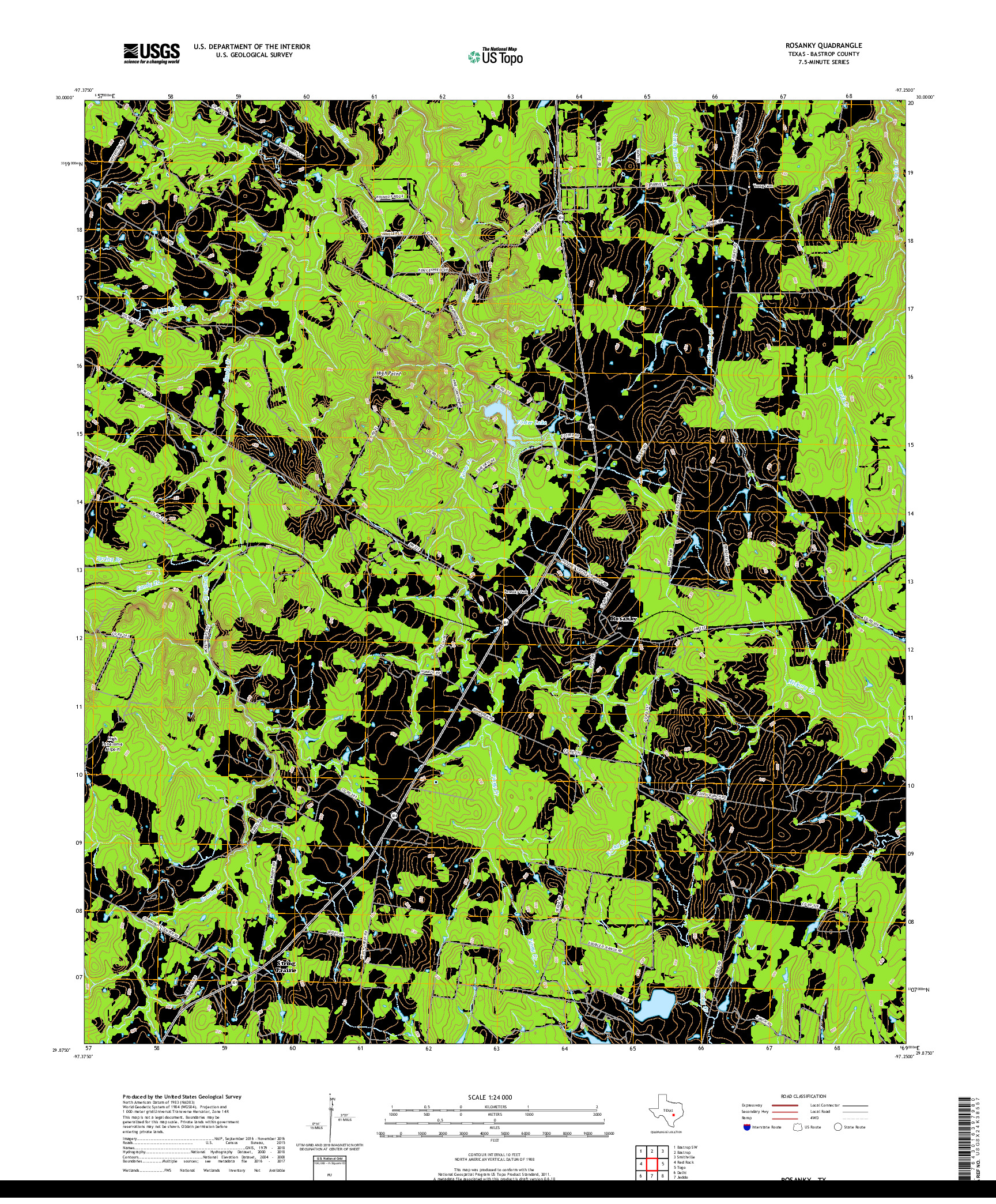 USGS US TOPO 7.5-MINUTE MAP FOR ROSANKY, TX 2019