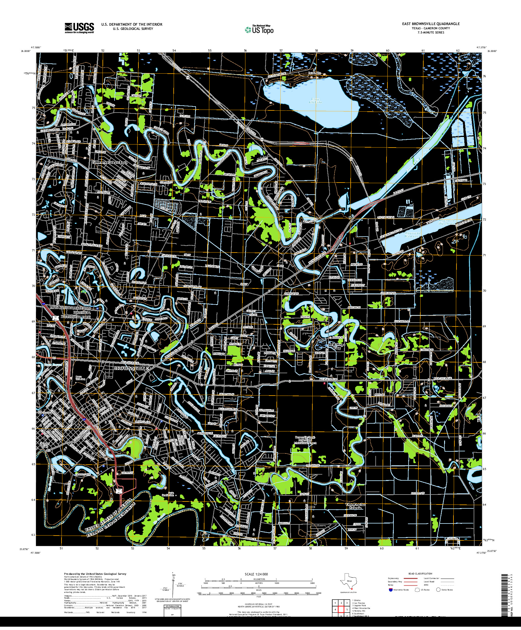 USGS US TOPO 7.5-MINUTE MAP FOR EAST BROWNSVILLE, TX,TAM 2019