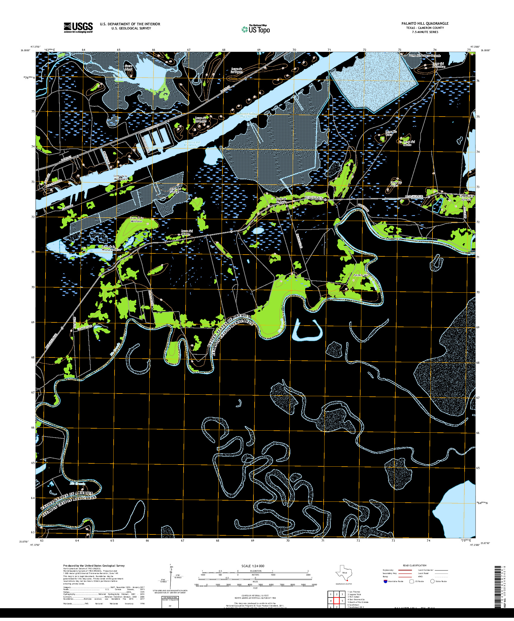 USGS US TOPO 7.5-MINUTE MAP FOR PALMITO HILL, TX,TAM 2019