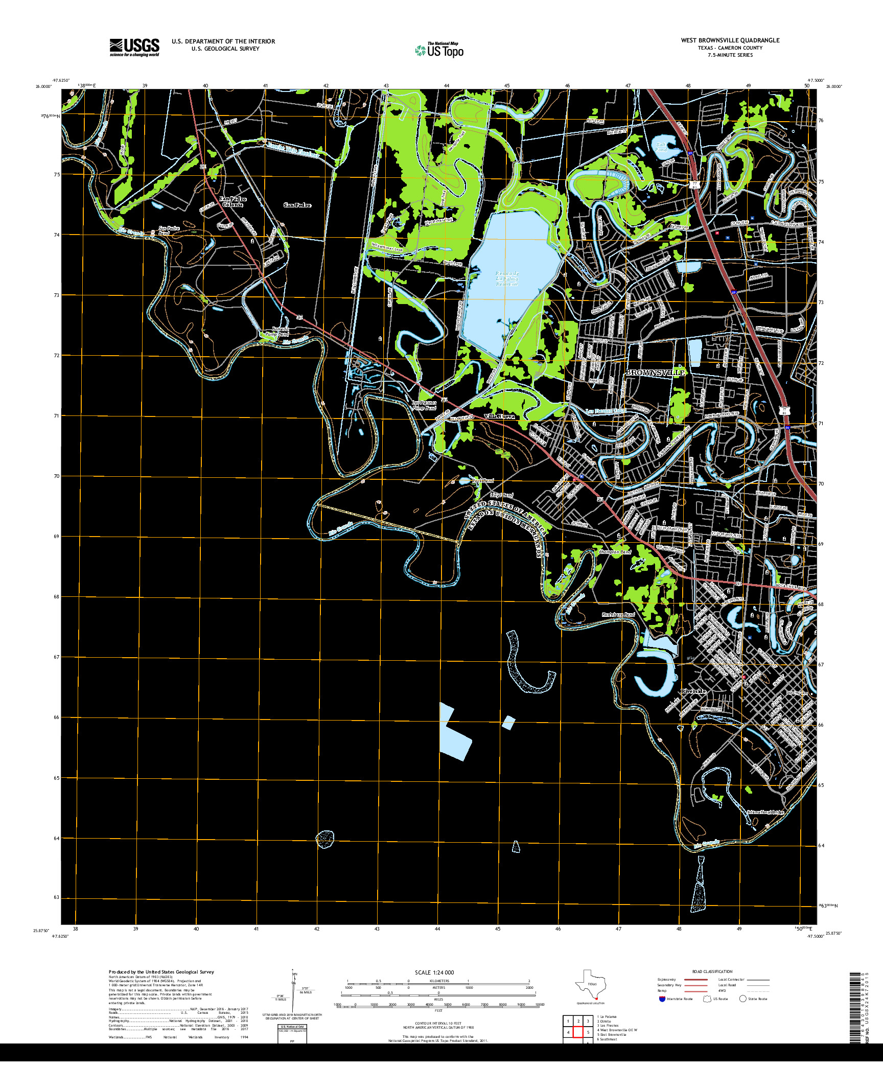 USGS US TOPO 7.5-MINUTE MAP FOR WEST BROWNSVILLE, TX,TAM 2019