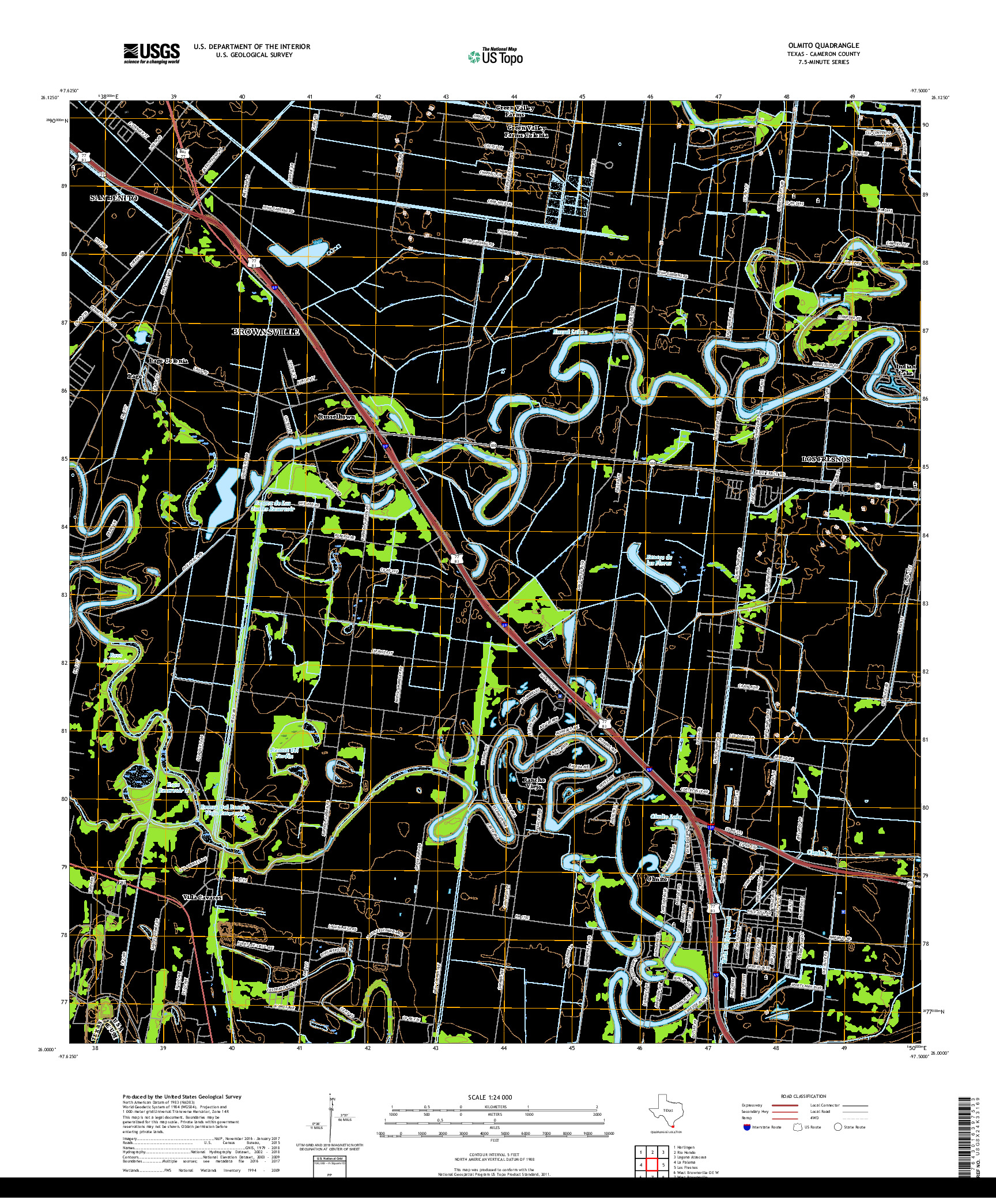 USGS US TOPO 7.5-MINUTE MAP FOR OLMITO, TX 2019