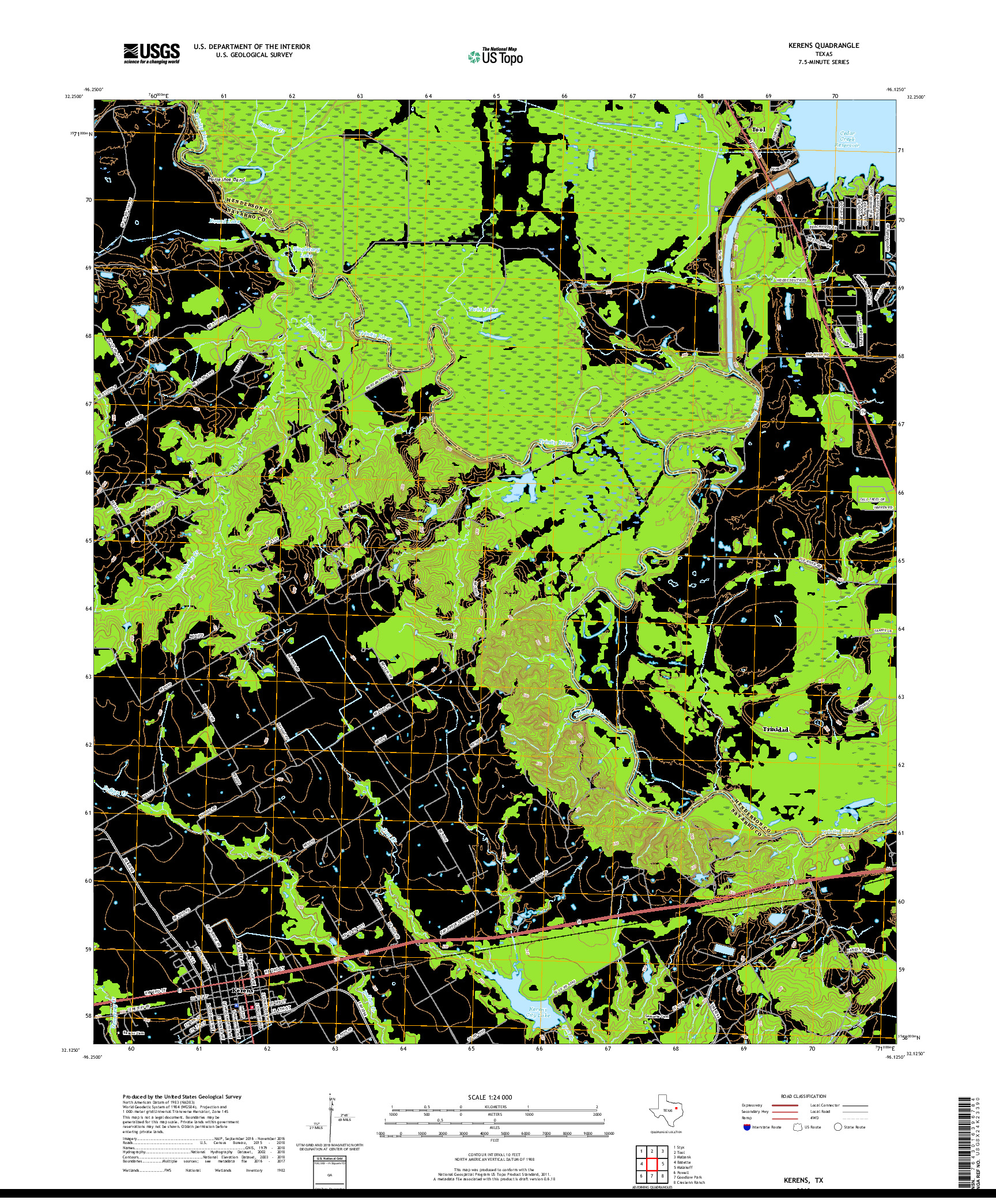 USGS US TOPO 7.5-MINUTE MAP FOR KERENS, TX 2019