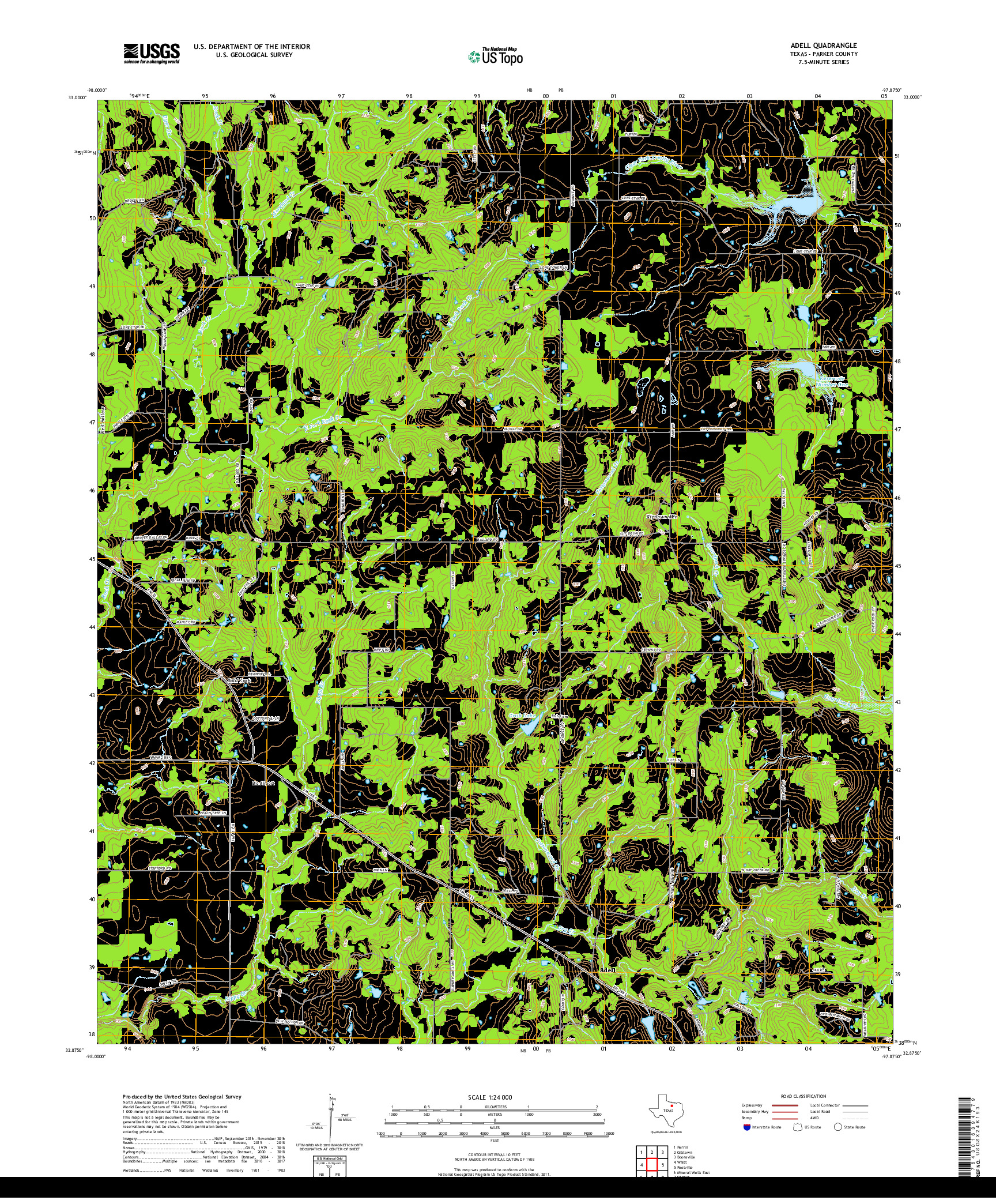 USGS US TOPO 7.5-MINUTE MAP FOR ADELL, TX 2019