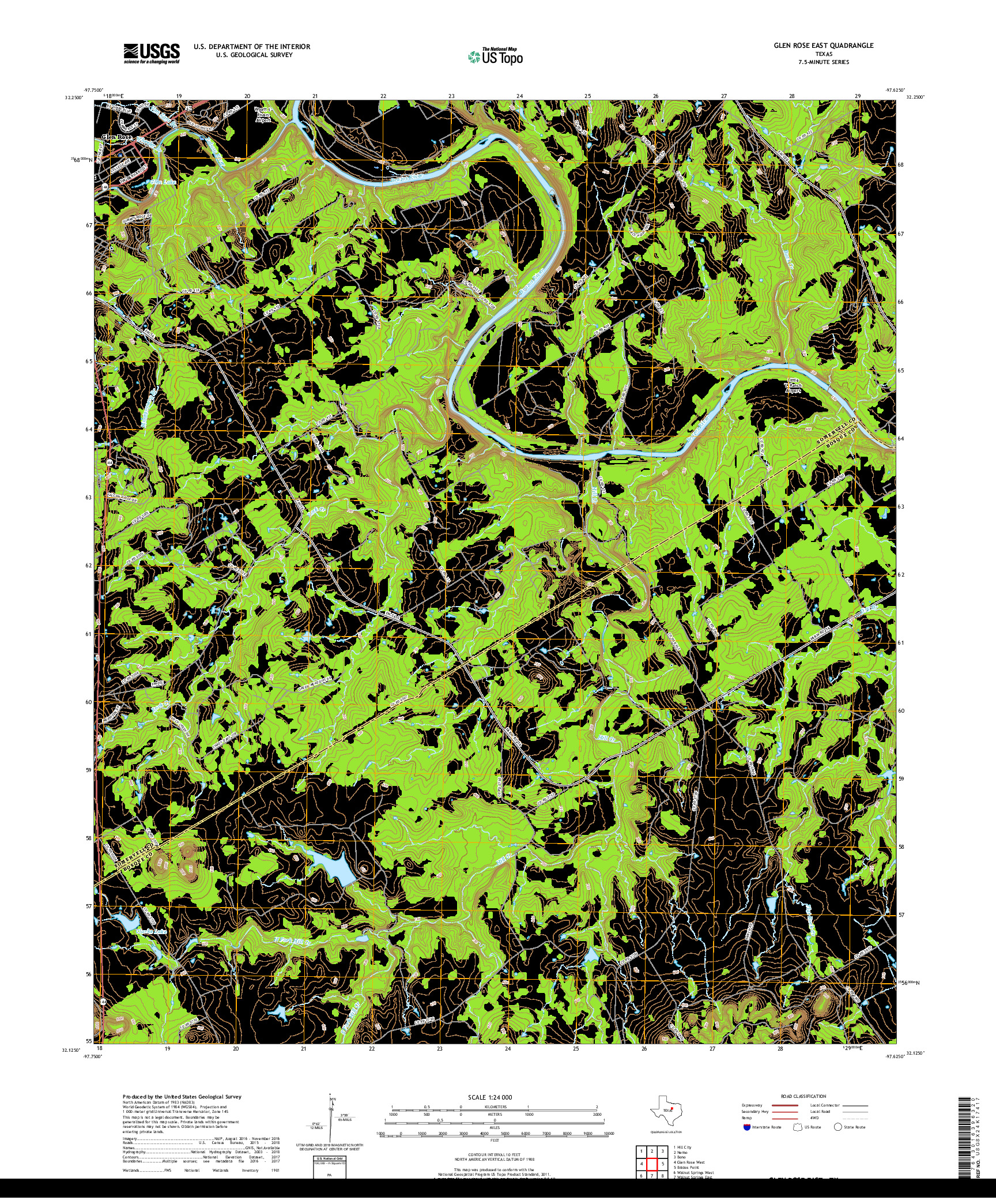 USGS US TOPO 7.5-MINUTE MAP FOR GLEN ROSE EAST, TX 2019