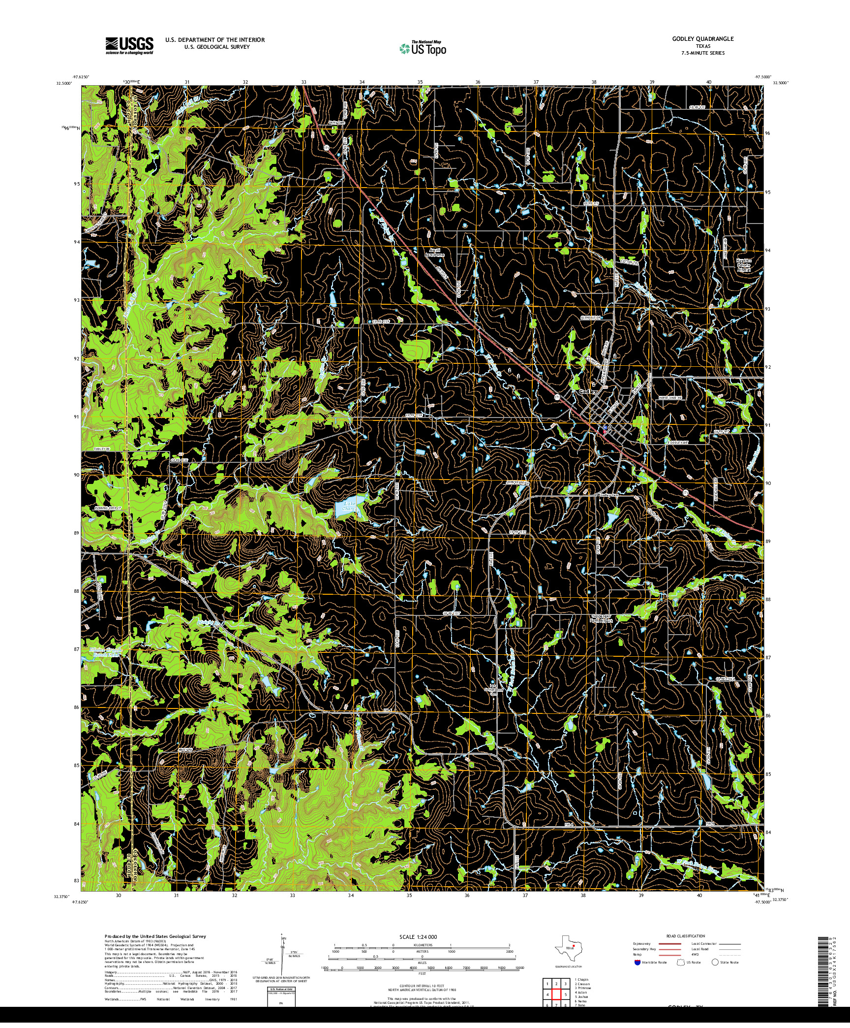 USGS US TOPO 7.5-MINUTE MAP FOR GODLEY, TX 2019