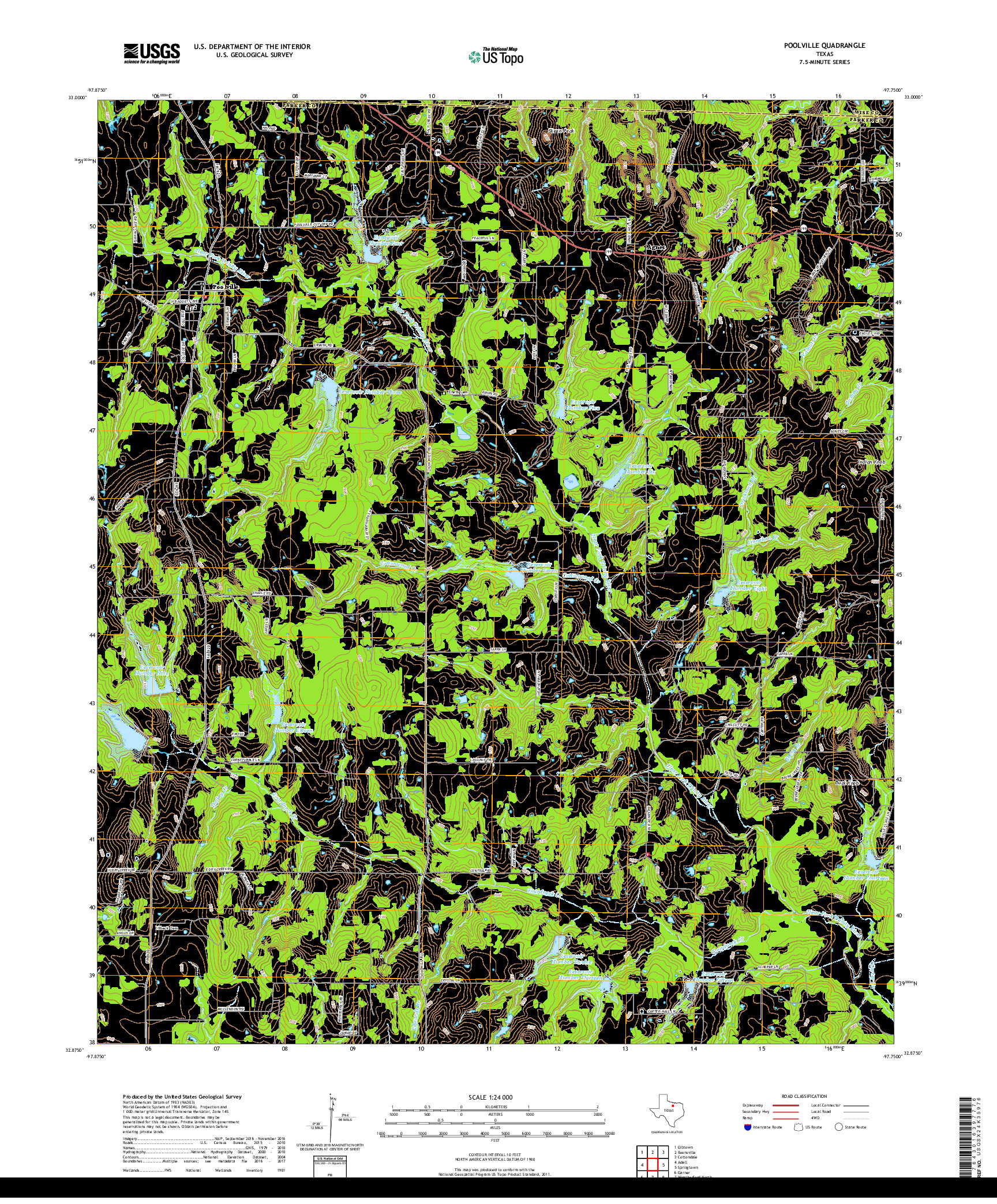 USGS US TOPO 7.5-MINUTE MAP FOR POOLVILLE, TX 2019