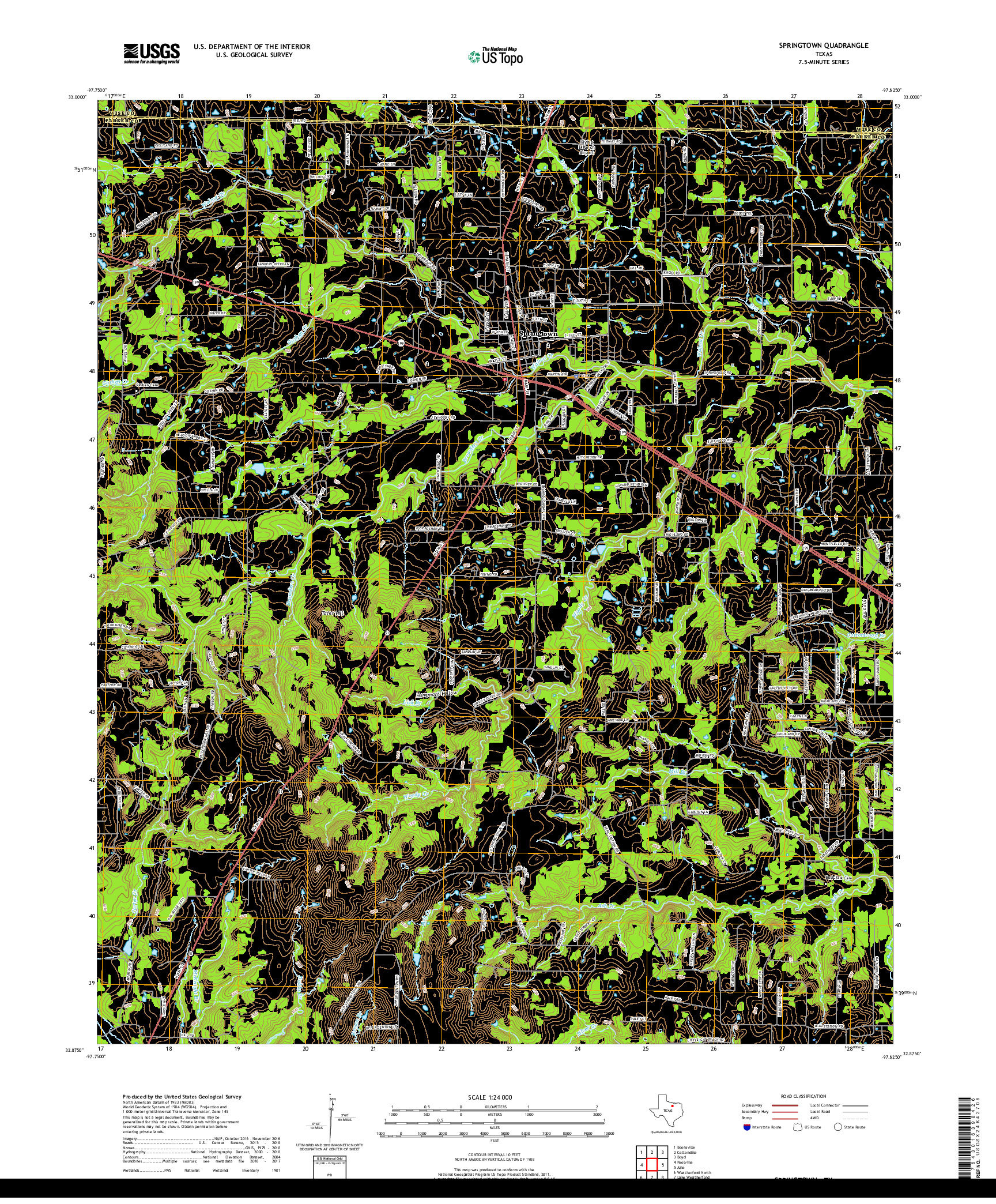 USGS US TOPO 7.5-MINUTE MAP FOR SPRINGTOWN, TX 2019