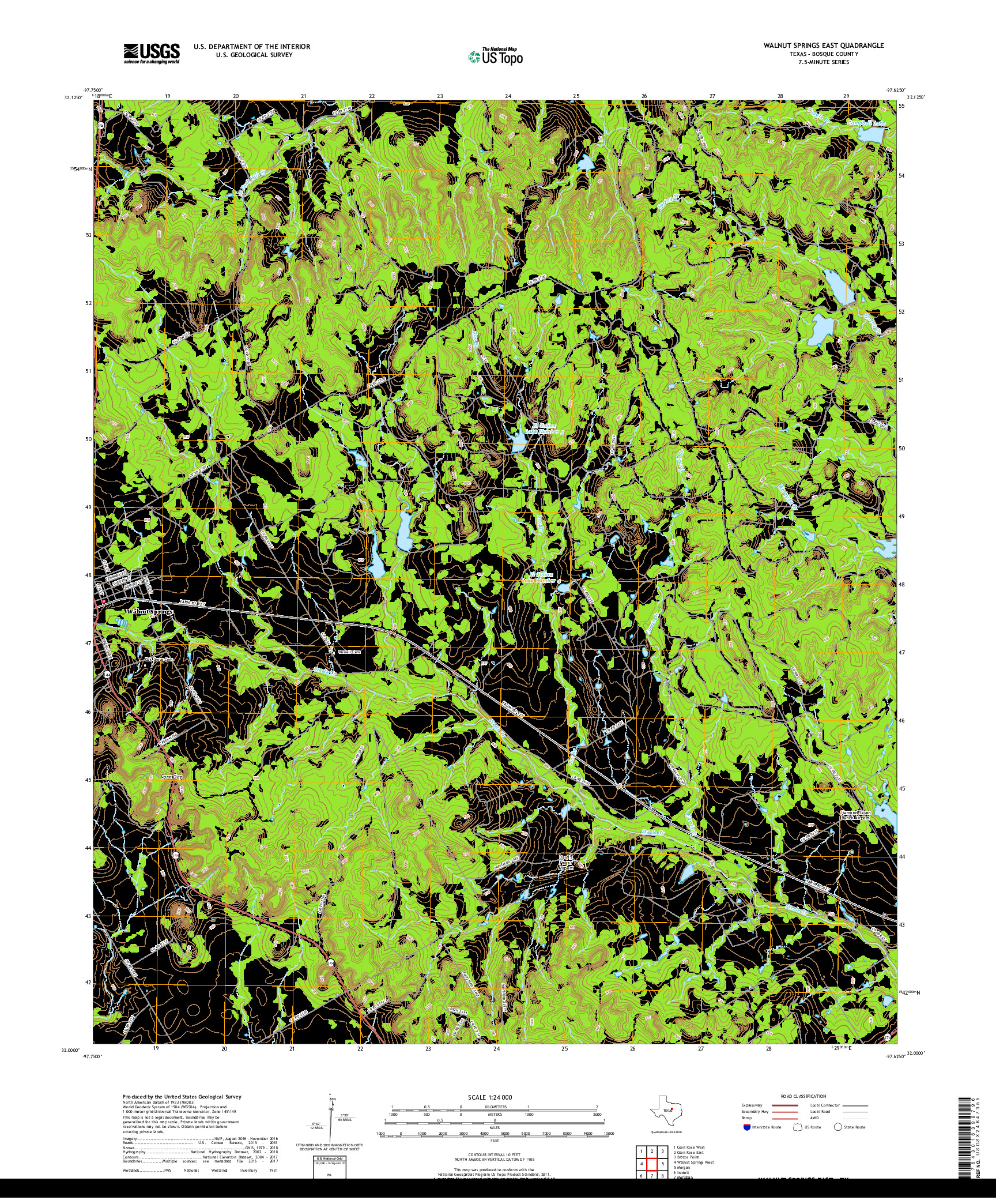 USGS US TOPO 7.5-MINUTE MAP FOR WALNUT SPRINGS EAST, TX 2019