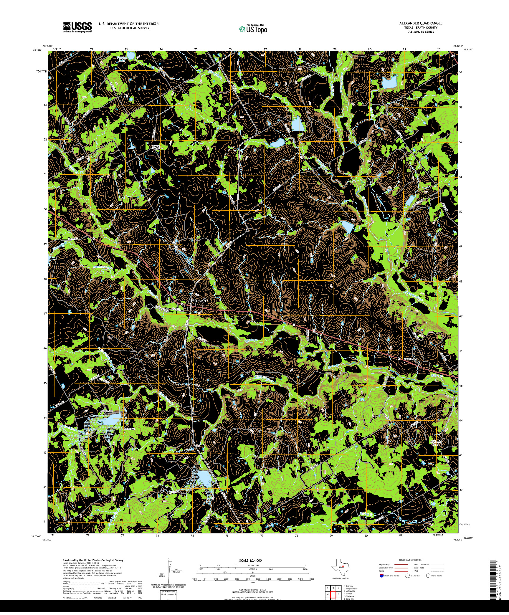 USGS US TOPO 7.5-MINUTE MAP FOR ALEXANDER, TX 2019