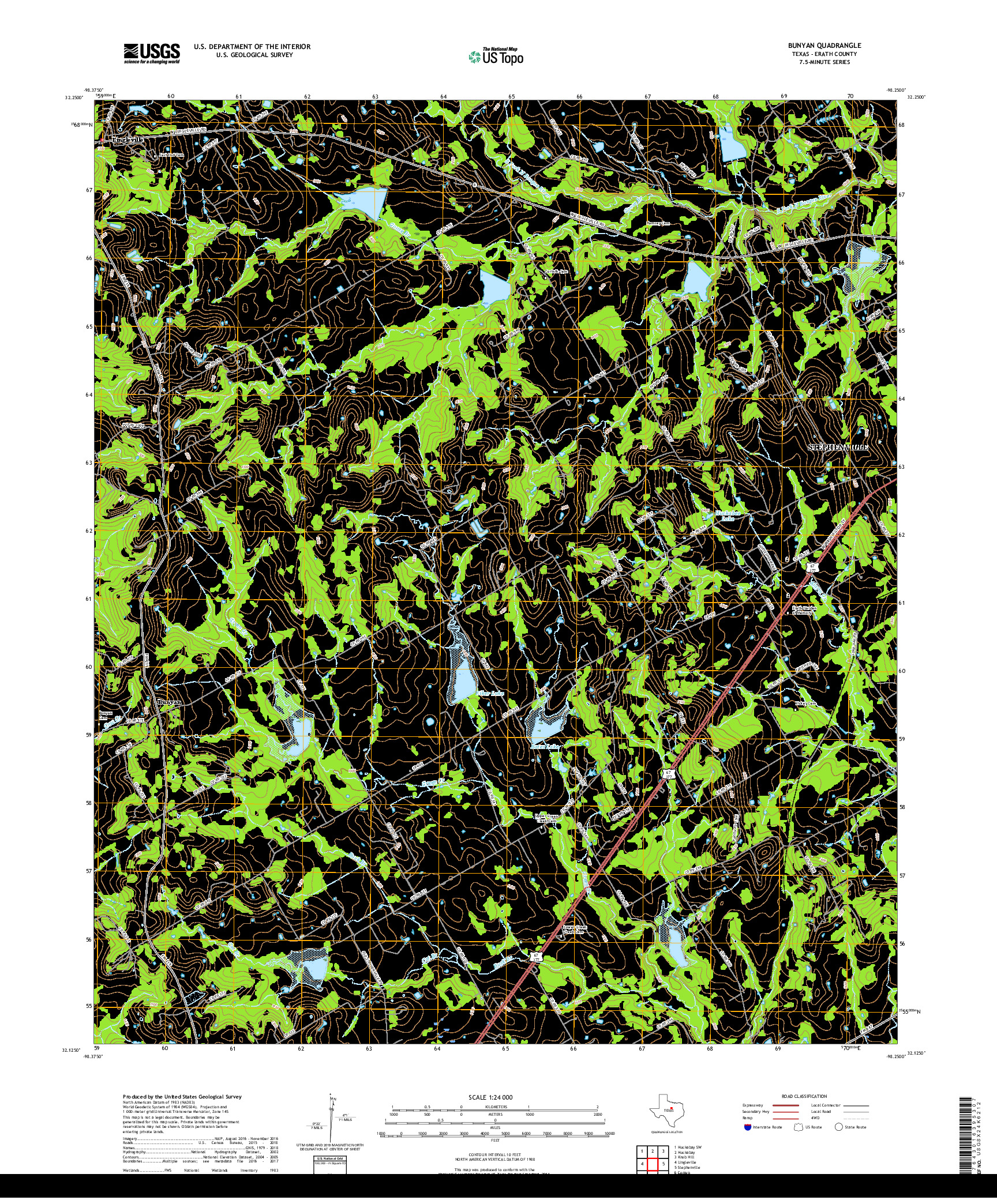 USGS US TOPO 7.5-MINUTE MAP FOR BUNYAN, TX 2019