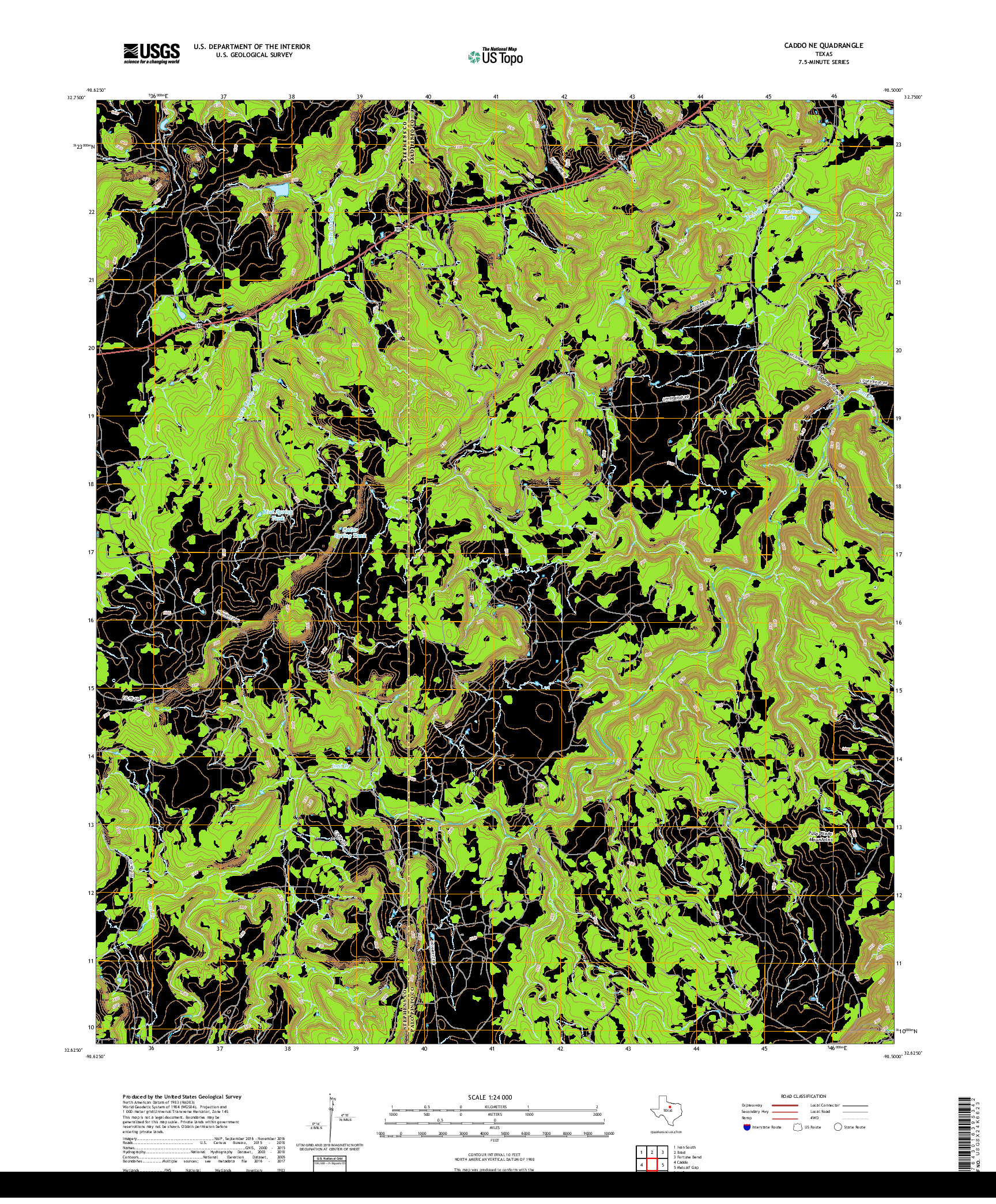 USGS US TOPO 7.5-MINUTE MAP FOR CADDO NE, TX 2019