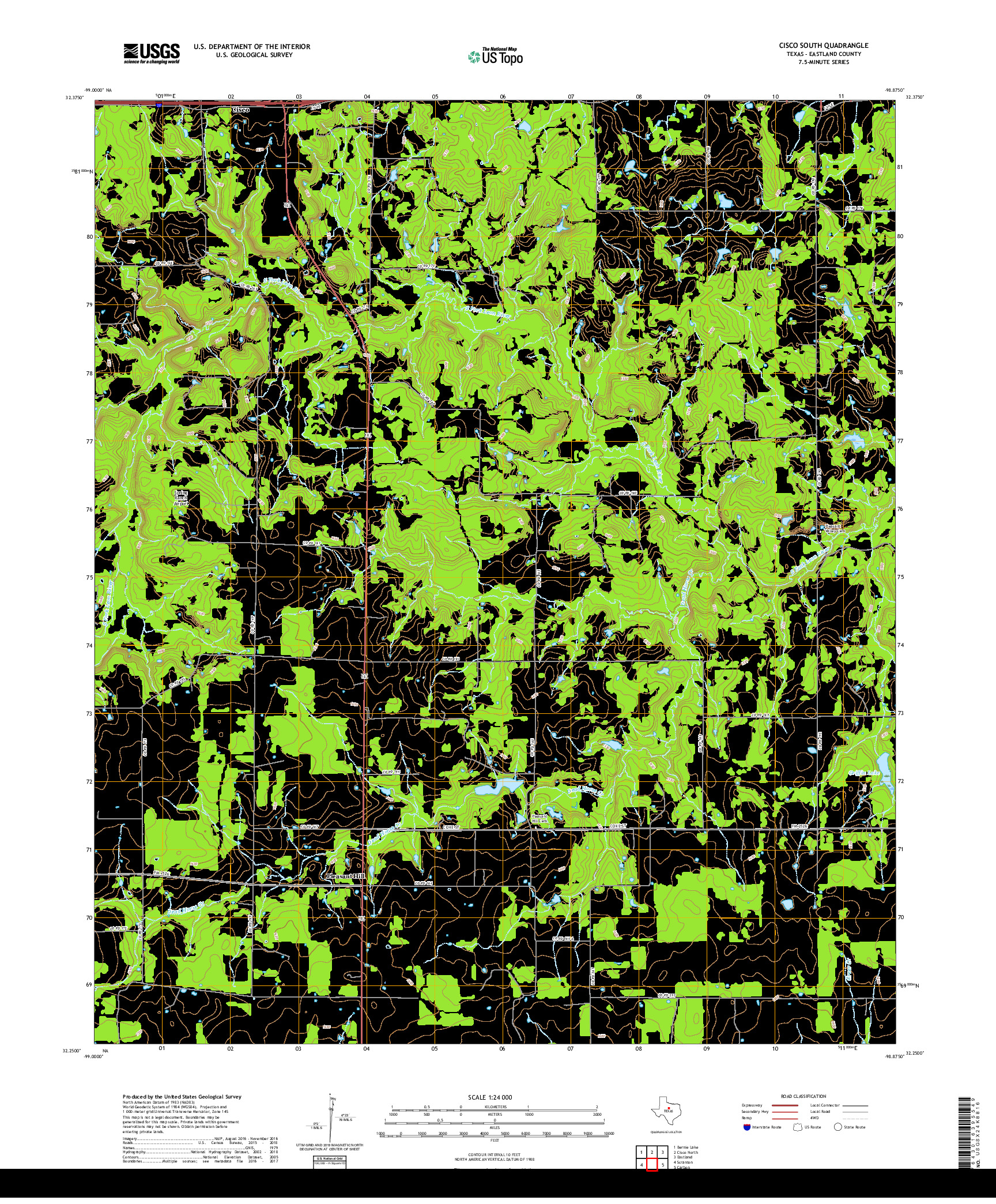 USGS US TOPO 7.5-MINUTE MAP FOR CISCO SOUTH, TX 2019