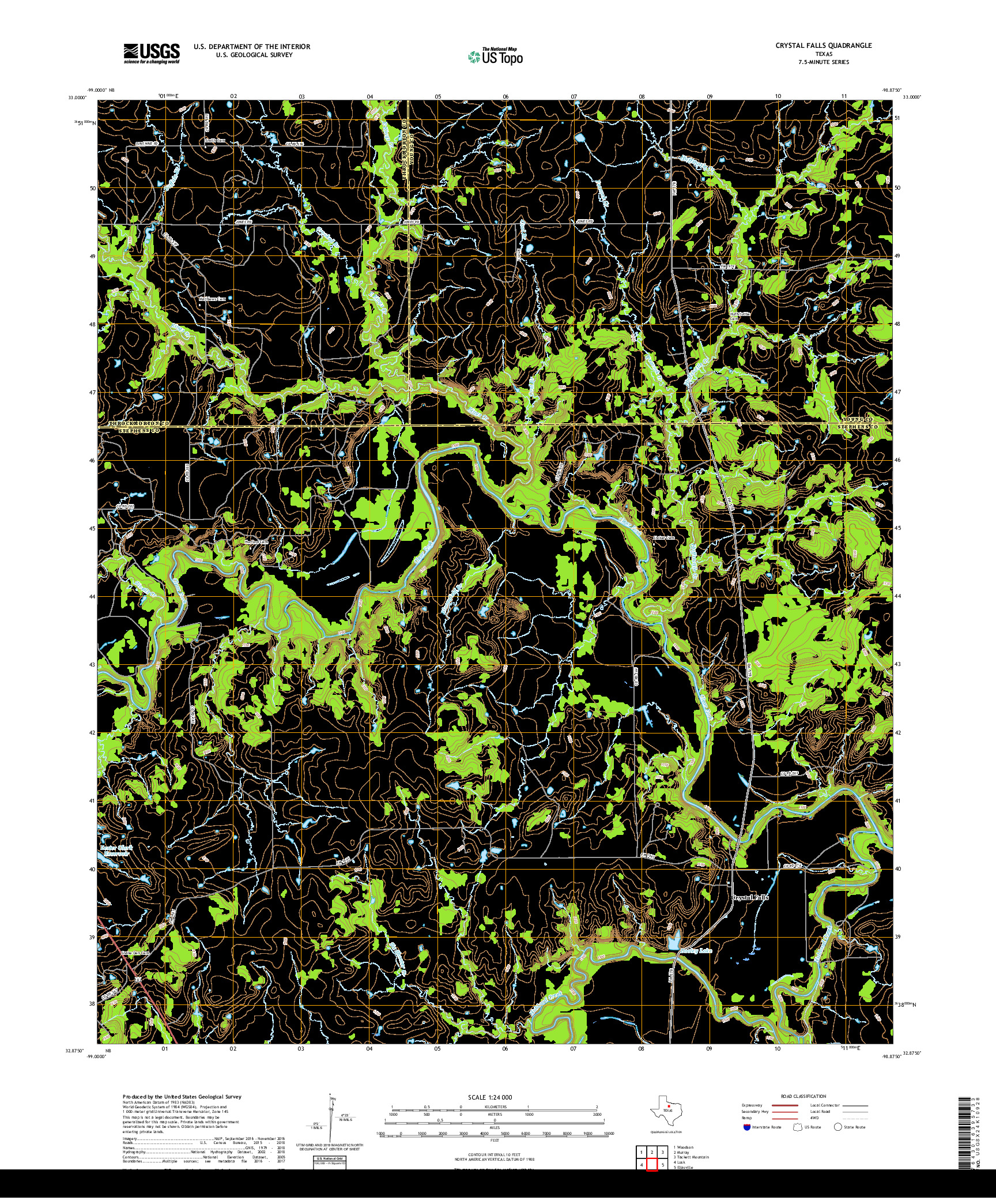 USGS US TOPO 7.5-MINUTE MAP FOR CRYSTAL FALLS, TX 2019