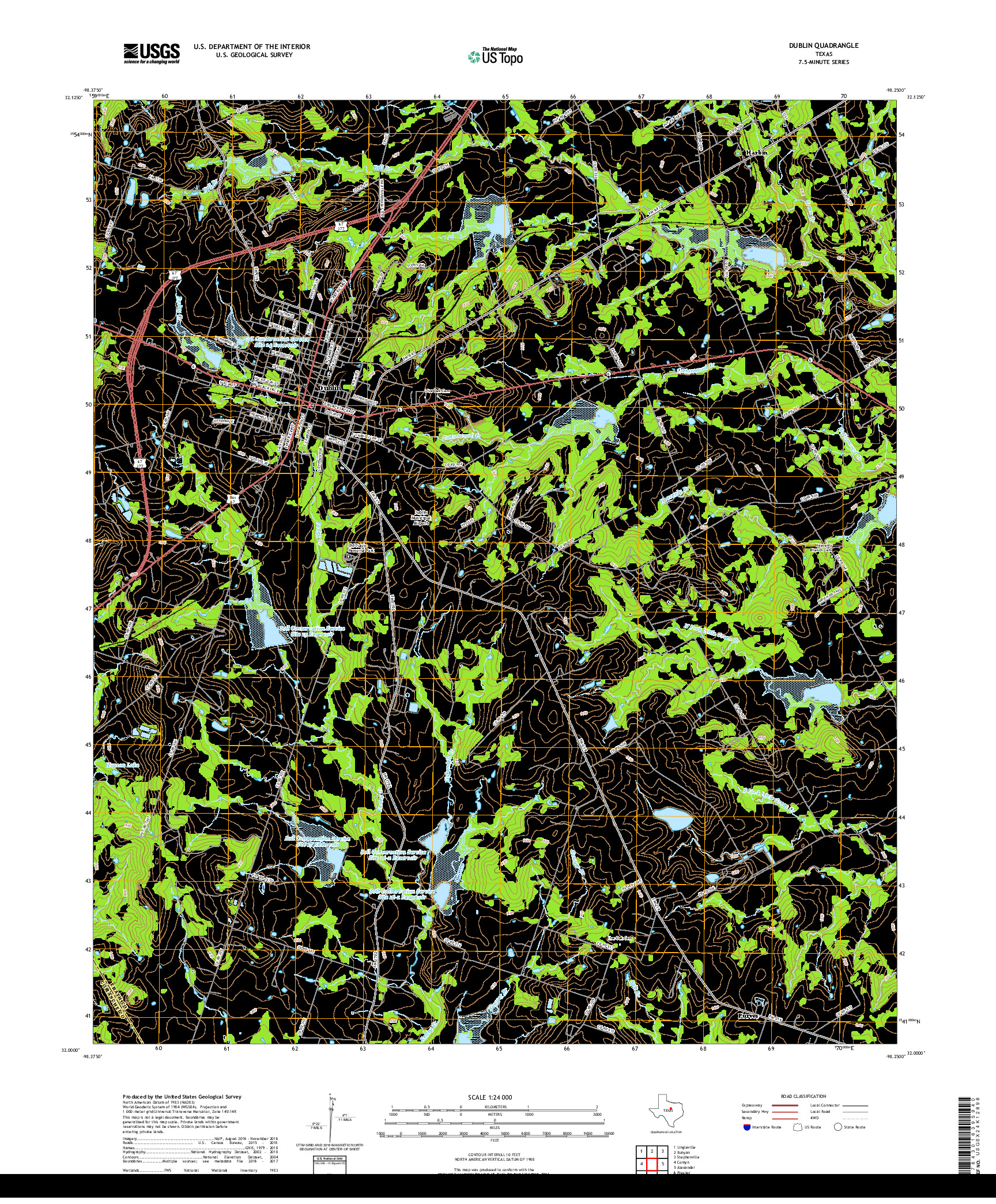 USGS US TOPO 7.5-MINUTE MAP FOR DUBLIN, TX 2019